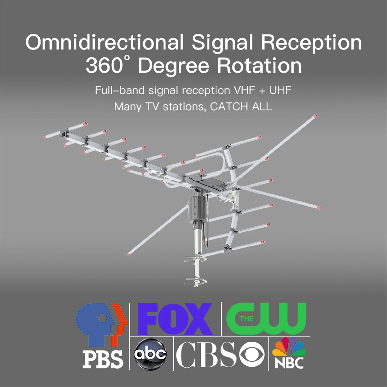 TA-001 360°Rotation UV 45-230MHz/470-860MHz 15-22dB Outdoorn Antenna Black view 5