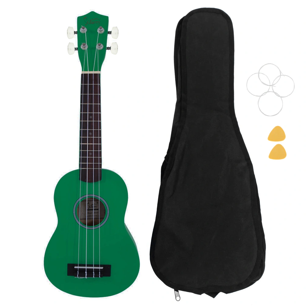 UK101 21 Inch Soprano Ukulele Green with Bag Rosewood Fingerboard Basswood Body