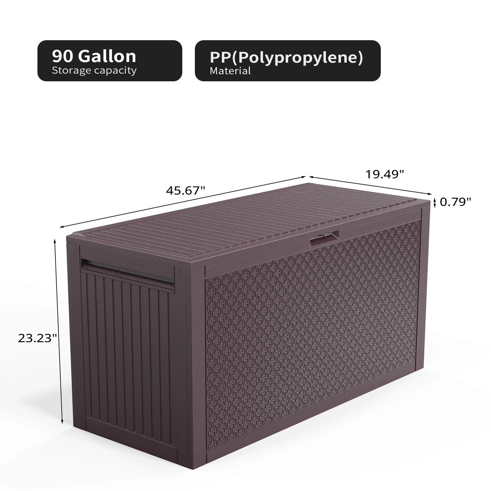 90gal Outdoor Garden Plastic Storage Deck Box Chest Tools Cushions Toys Lockable Seat view 4