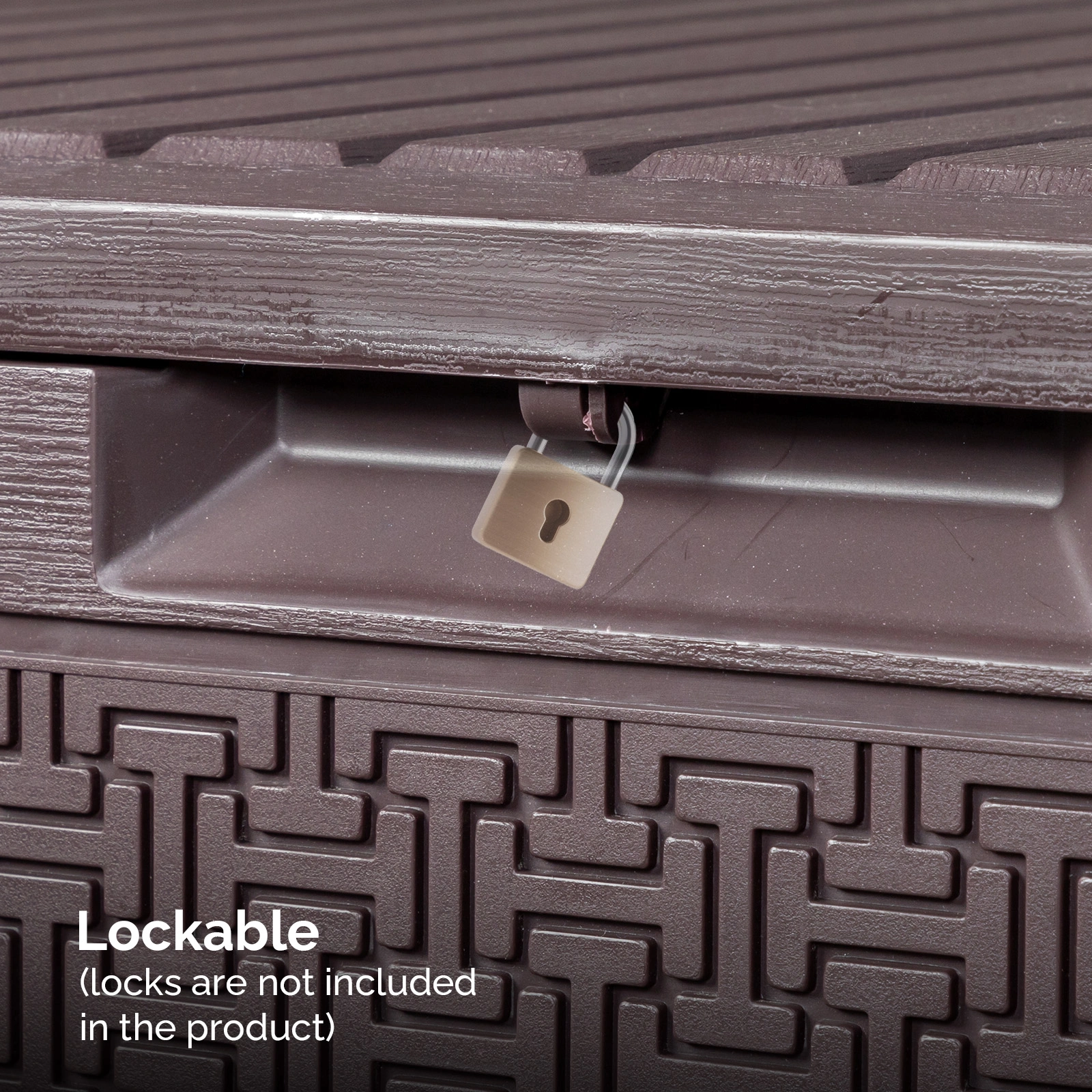 90gal Outdoor Garden Plastic Storage Deck Box Chest Tools Cushions Toys Lockable Seat view 7