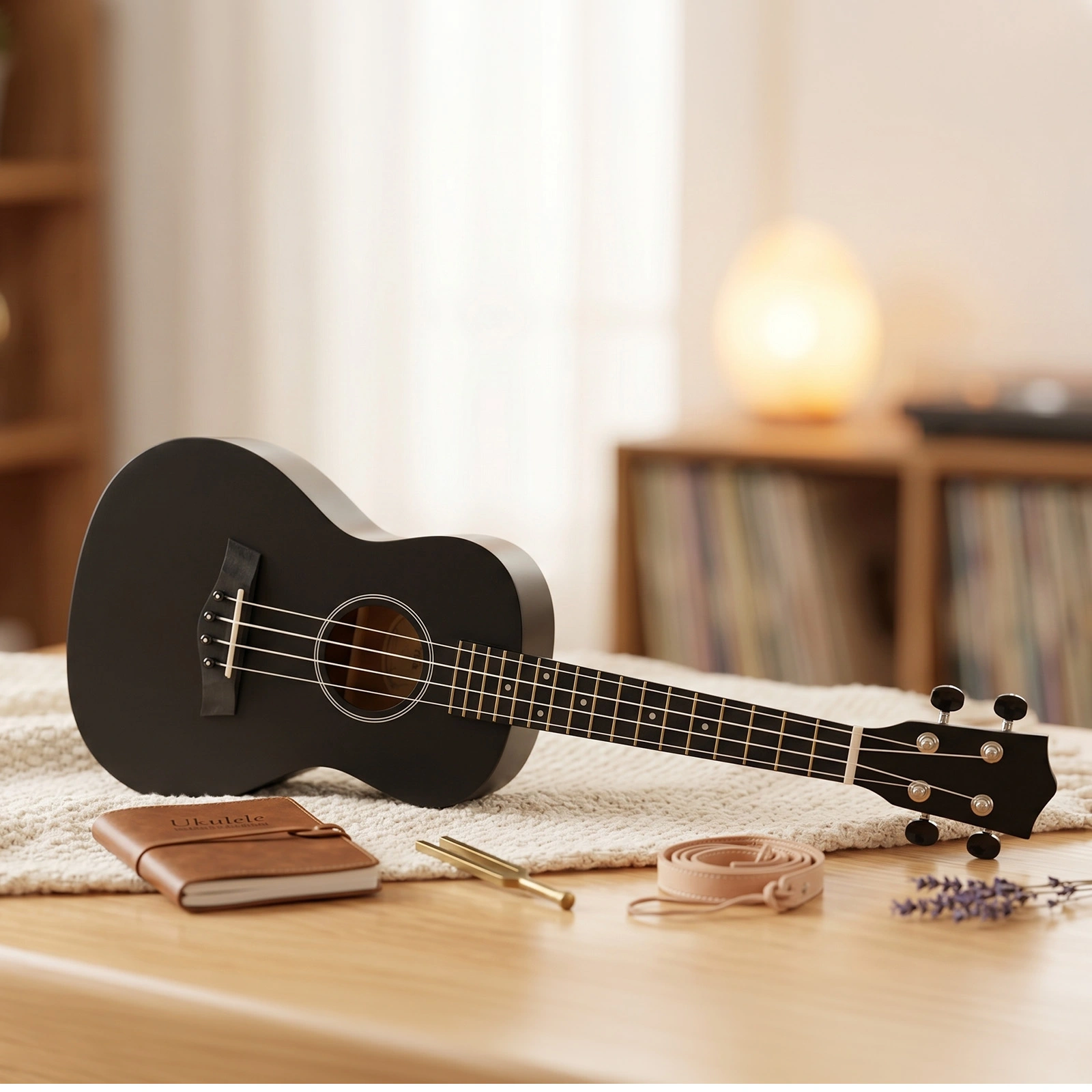 23in Linden wood body rosewood fingerboard ukulele, cotton bag, capo, strap, picks*2, tuner, Strings, Dust cloth view 10