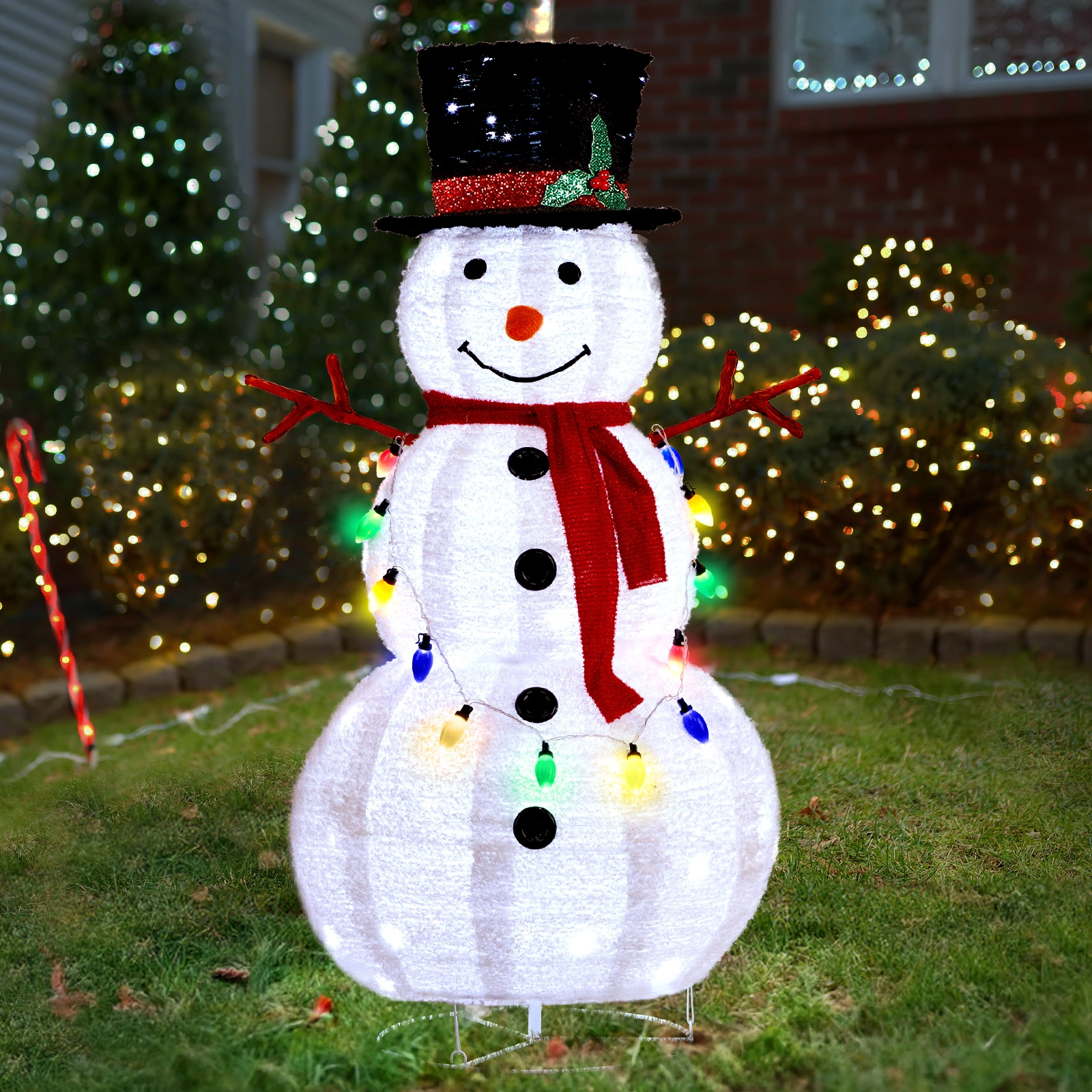 4ft 100 LED 20 Lantern Snowman String Lights Cashmere Fabric Retractable Outdoor Garden Decoration view 17