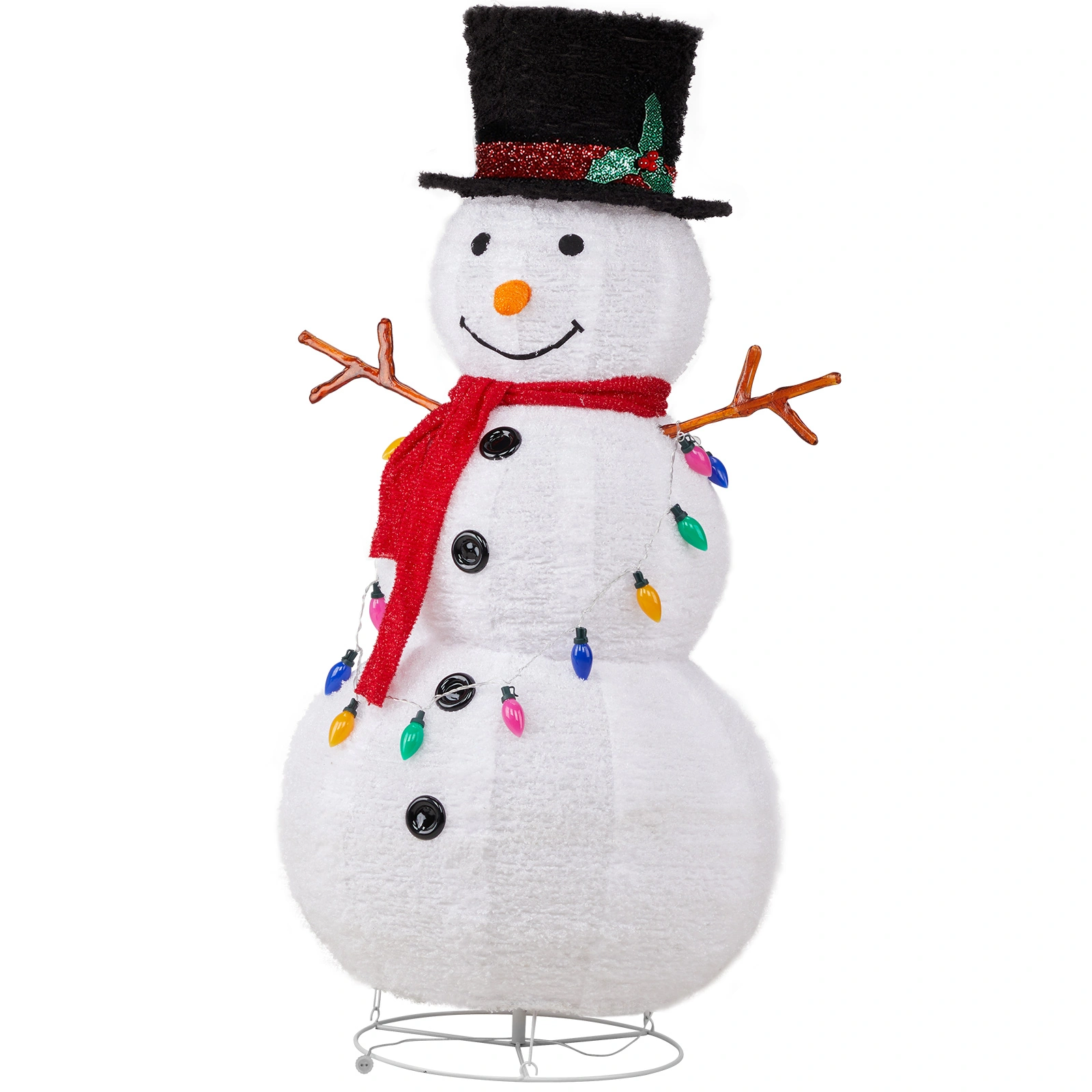 4ft 100 LED 20 Lantern Snowman String Lights Cashmere Fabric Retractable Outdoor Garden Decoration view 4