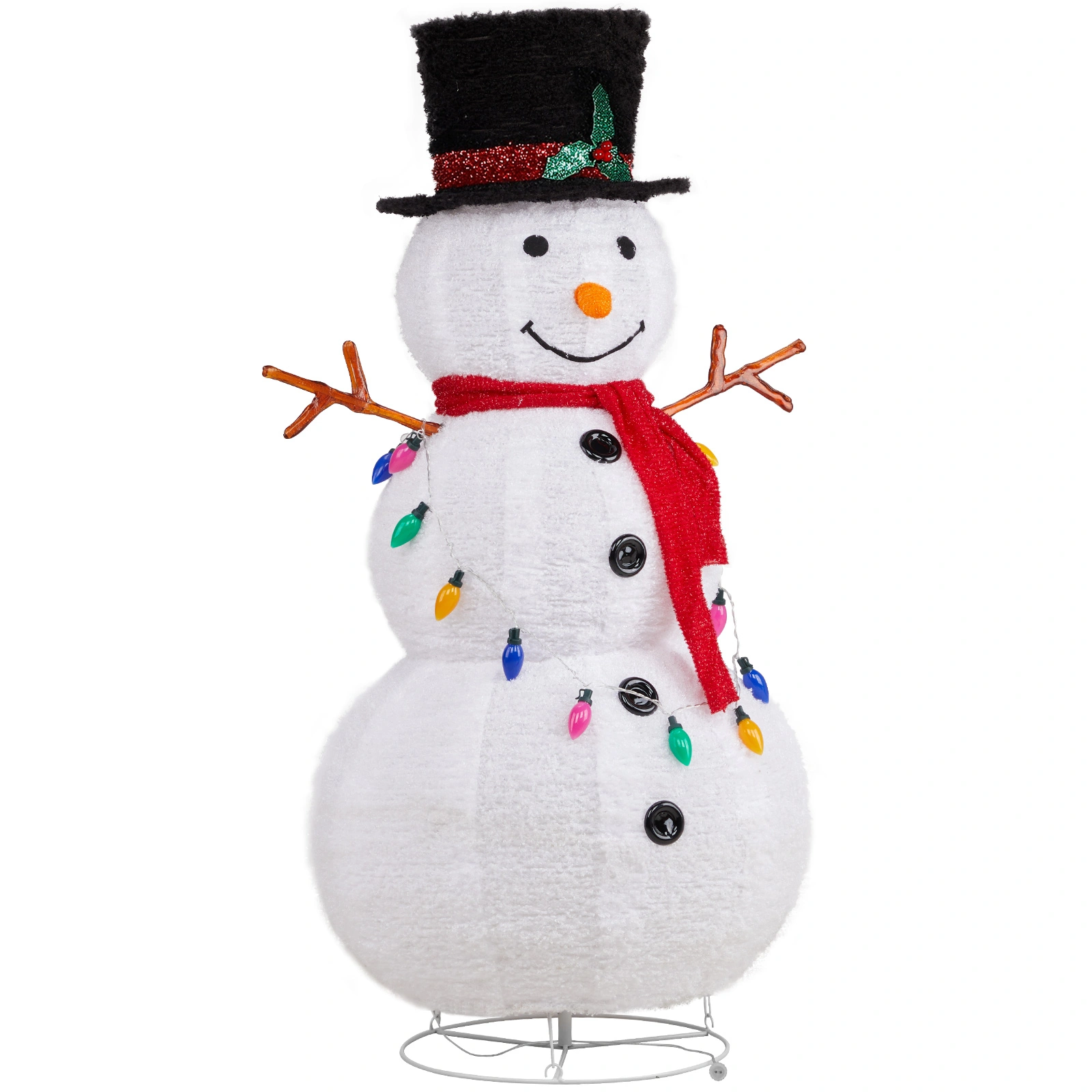 4ft 100 LED 20 Lantern Snowman String Lights Cashmere Fabric Retractable Outdoor Garden Decoration view 5