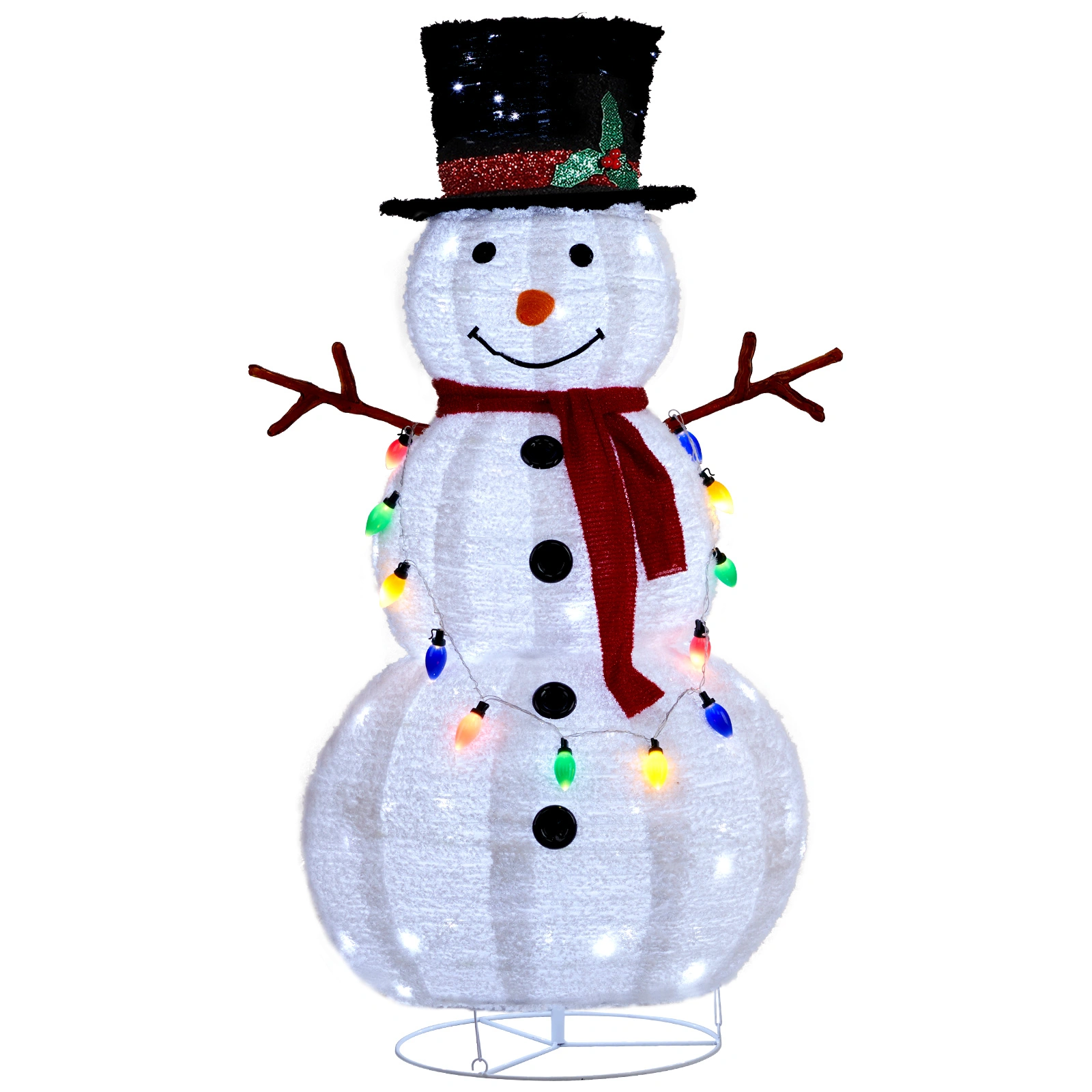 4ft 100 LED 20 Lantern Snowman String Lights Cashmere Fabric Retractable Outdoor Garden Decoration view 6
