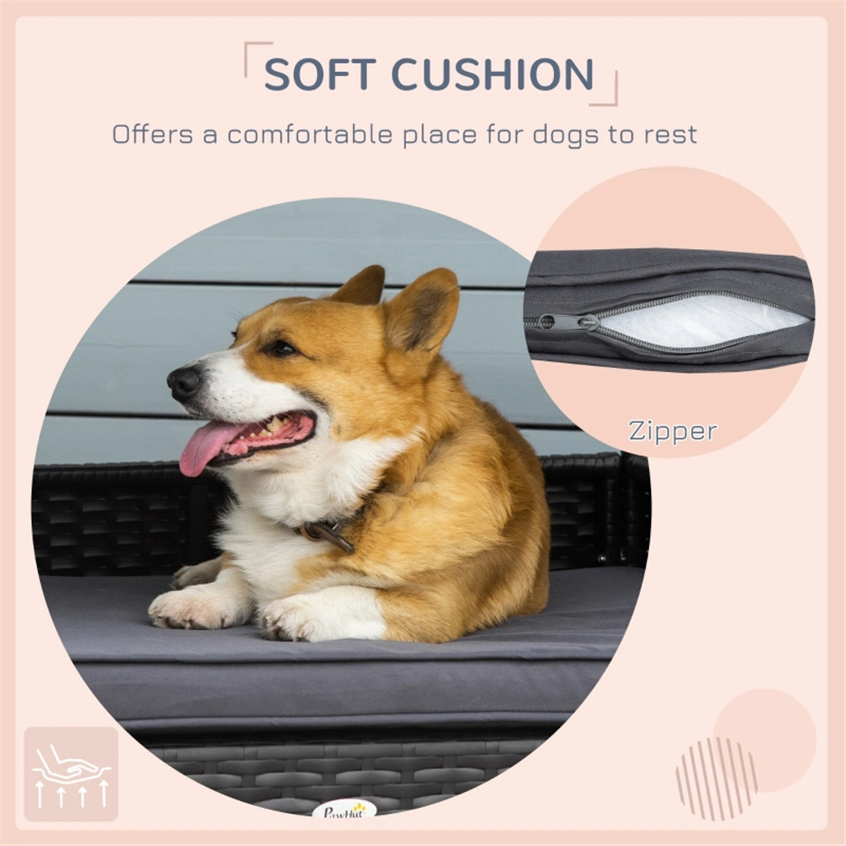 Rattan Dog Bed House Pet Sofa view 2