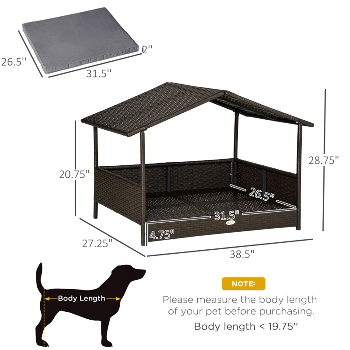 Rattan Dog Bed House Pet Sofa view 3