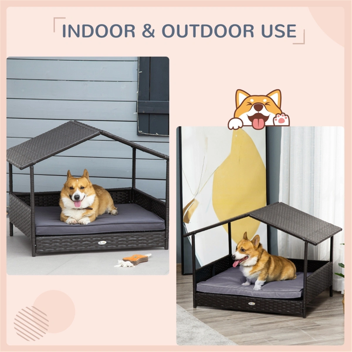 Rattan Dog Bed House Pet Sofa view 6