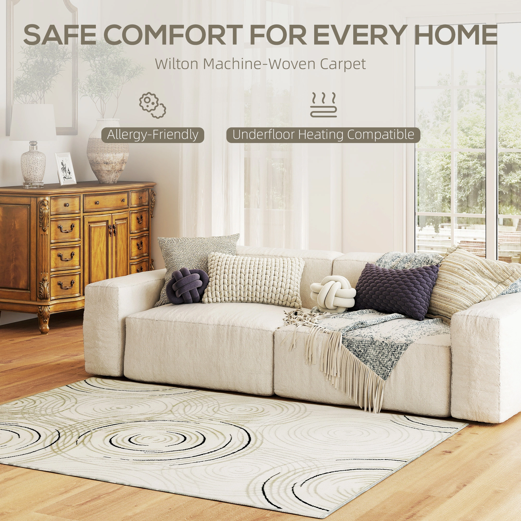 Luxury Shag Rug - Cozy Indoor/Outdoor Floor Mat for Living Room, Bedroom, Low Pile, Stain-Resistant, Multiple Sizes view 5