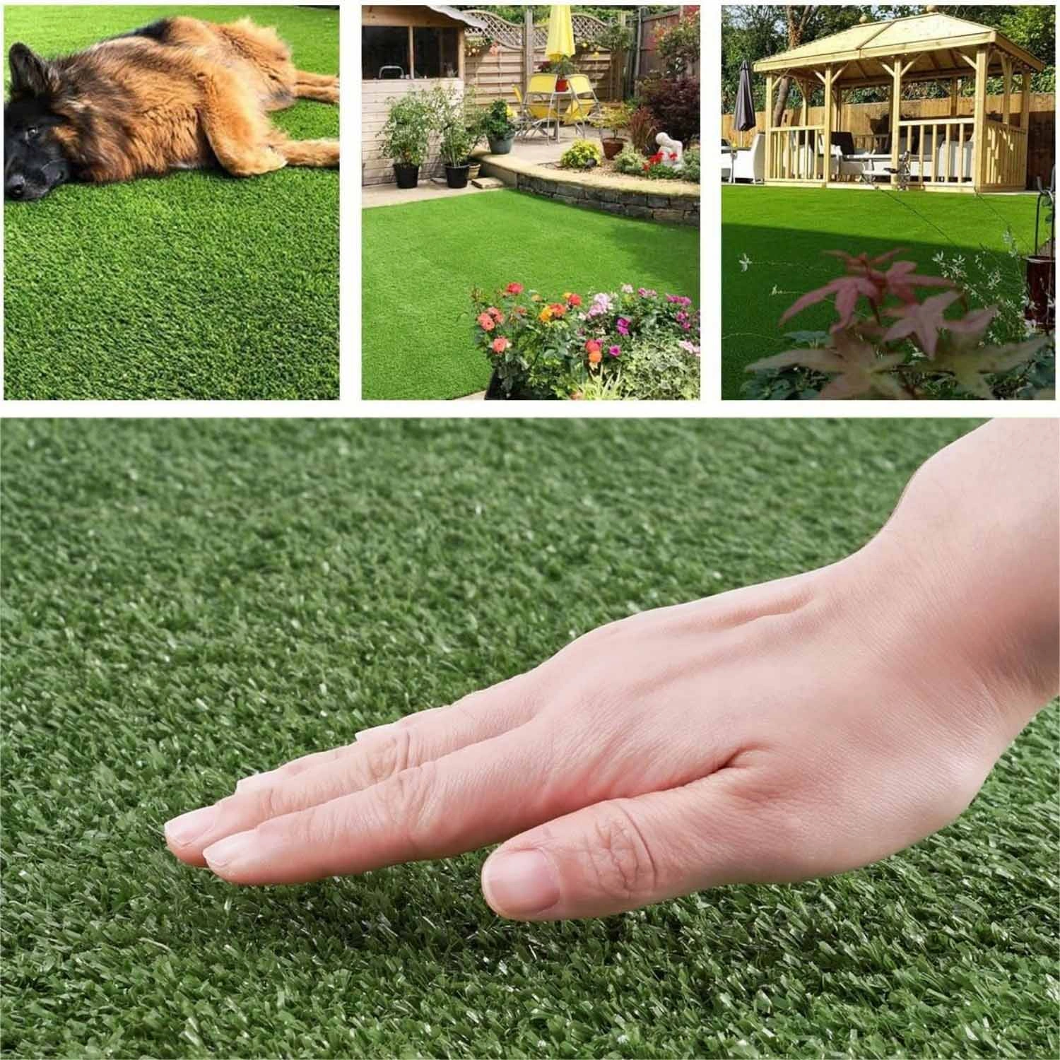 3ft x 16ft Premium Artificial Turf Mat with Drainage Holes, Thick Fake Grass with Rubber Backing for Indoor Outdoor Pet Garden Lawn Patio Balcony view 3