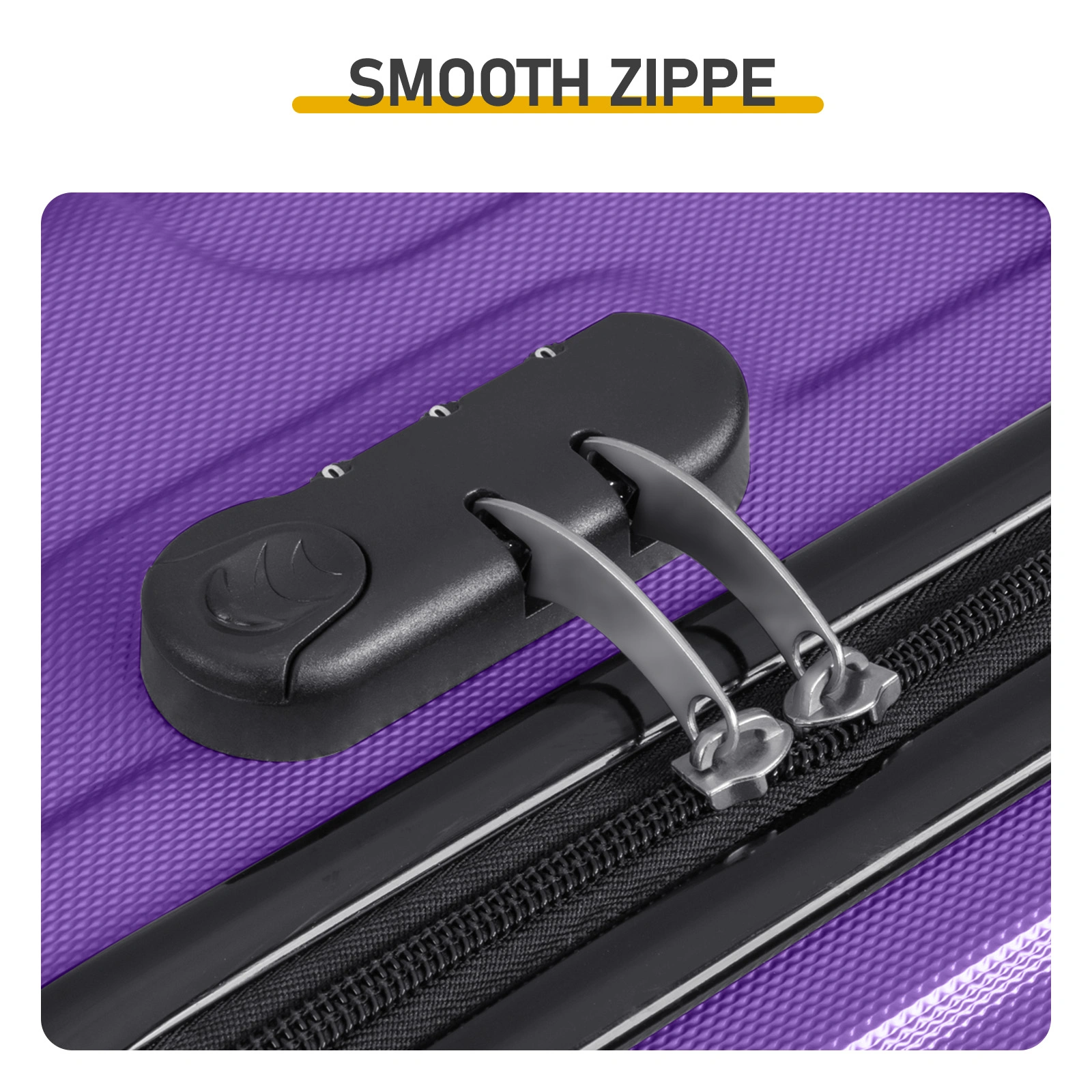 ABS Trolley Case 20in 24in 28in 3PCS Suitcase Set Vertical Striped Frosted Case Suitcase Purple view 10