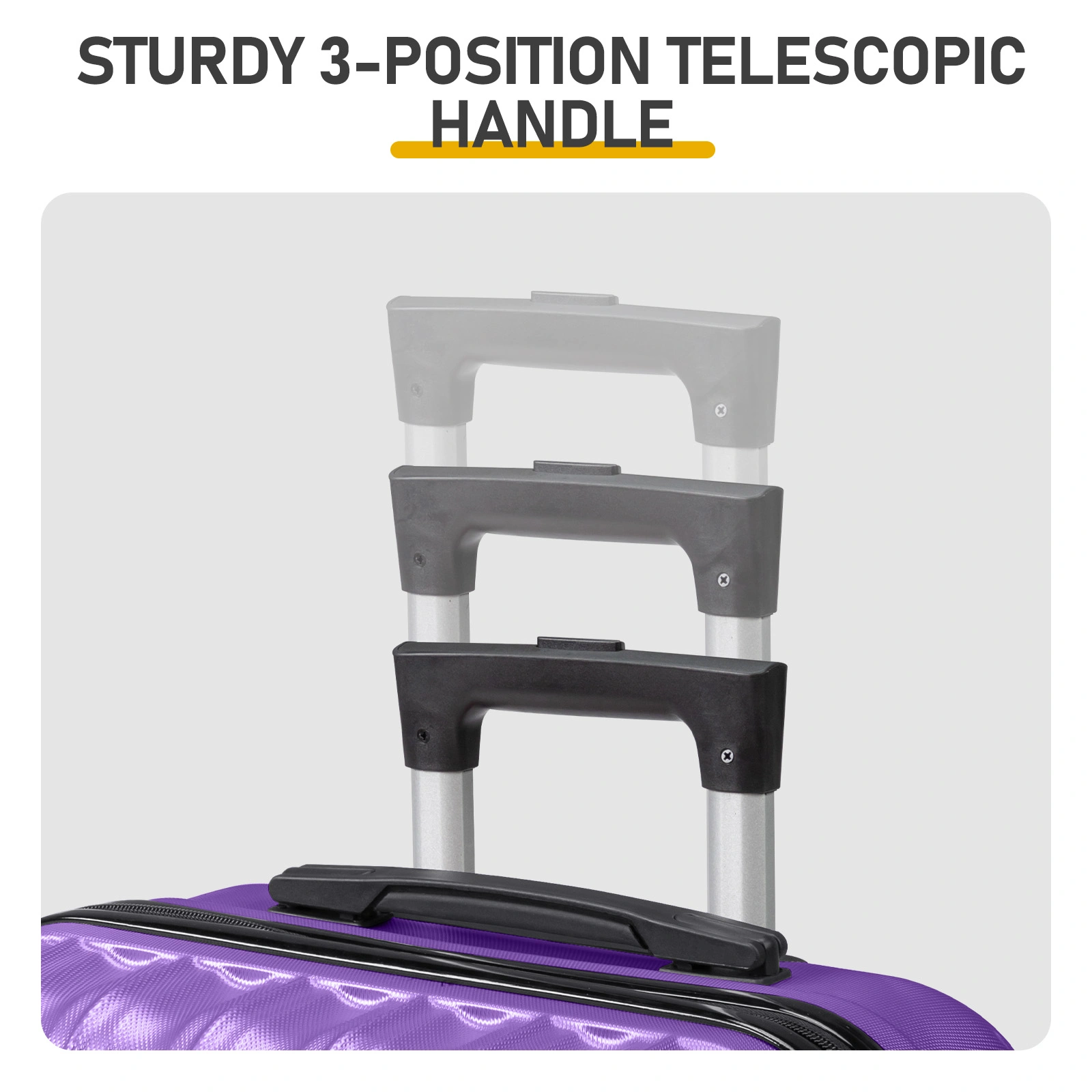 ABS Trolley Case 20in 24in 28in 3PCS Suitcase Set Vertical Striped Frosted Case Suitcase Purple view 11