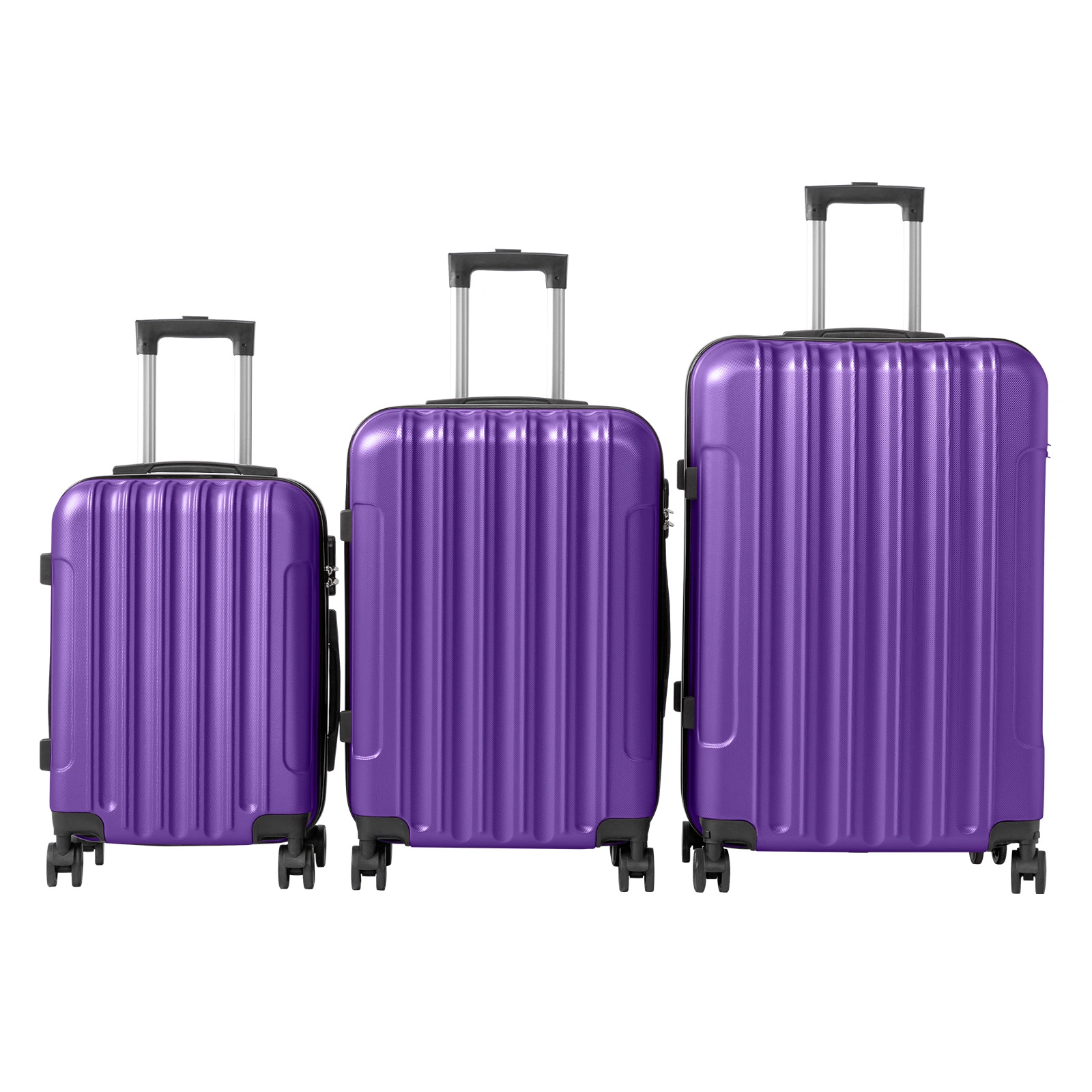 ABS Trolley Case 20in 24in 28in 3PCS Suitcase Set Vertical Striped Frosted Case Suitcase Purple view 12