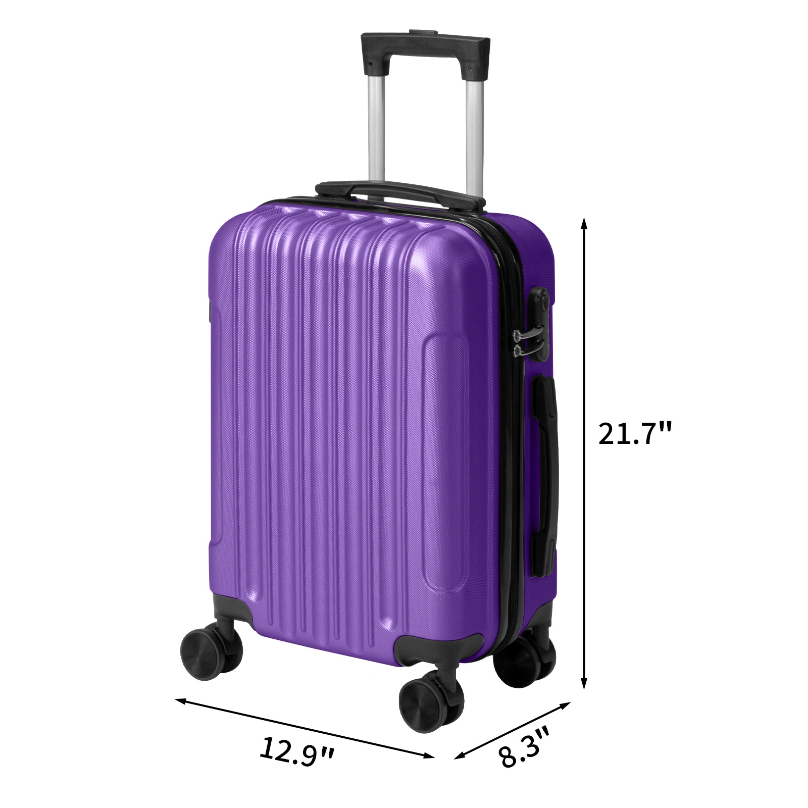 ABS Trolley Case 20in 24in 28in 3PCS Suitcase Set Vertical Striped Frosted Case Suitcase Purple view 2
