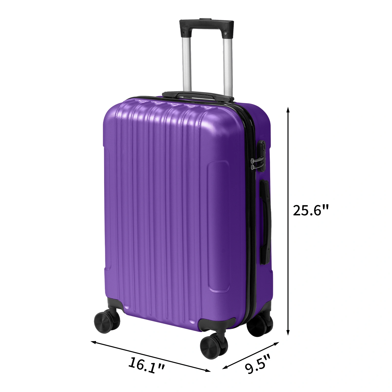 ABS Trolley Case 20in 24in 28in 3PCS Suitcase Set Vertical Striped Frosted Case Suitcase Purple view 3