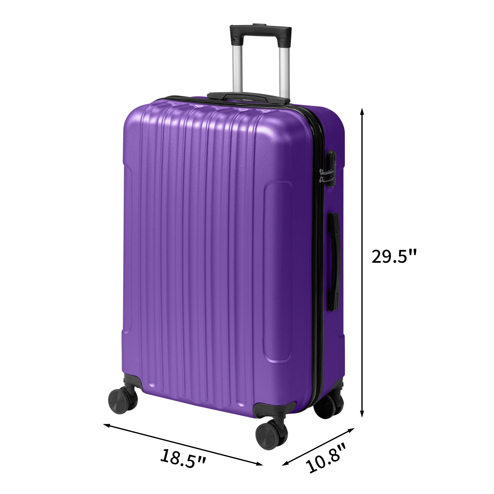 ABS Trolley Case 20in 24in 28in 3PCS Suitcase Set Vertical Striped Frosted Case Suitcase Purple view 4