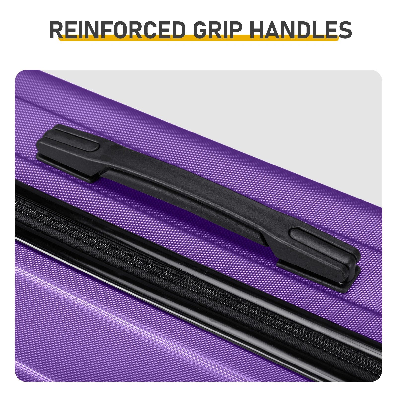 ABS Trolley Case 20in 24in 28in 3PCS Suitcase Set Vertical Striped Frosted Case Suitcase Purple view 9