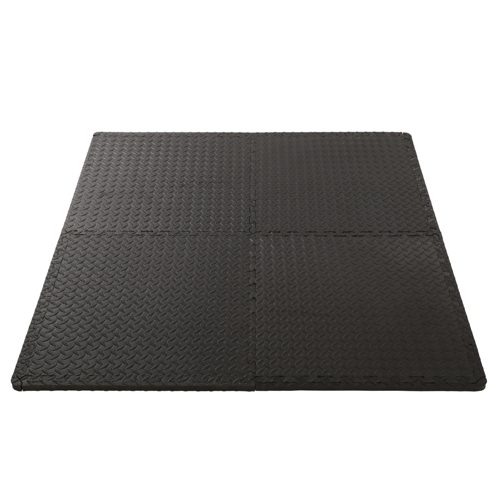 18pcs Puzzle Exercise Mats 60x60x1cm, EVA Floor Protection Interlocking Tiles, Non-Slip Waterproof Fitness Gym Mat, Black view 3