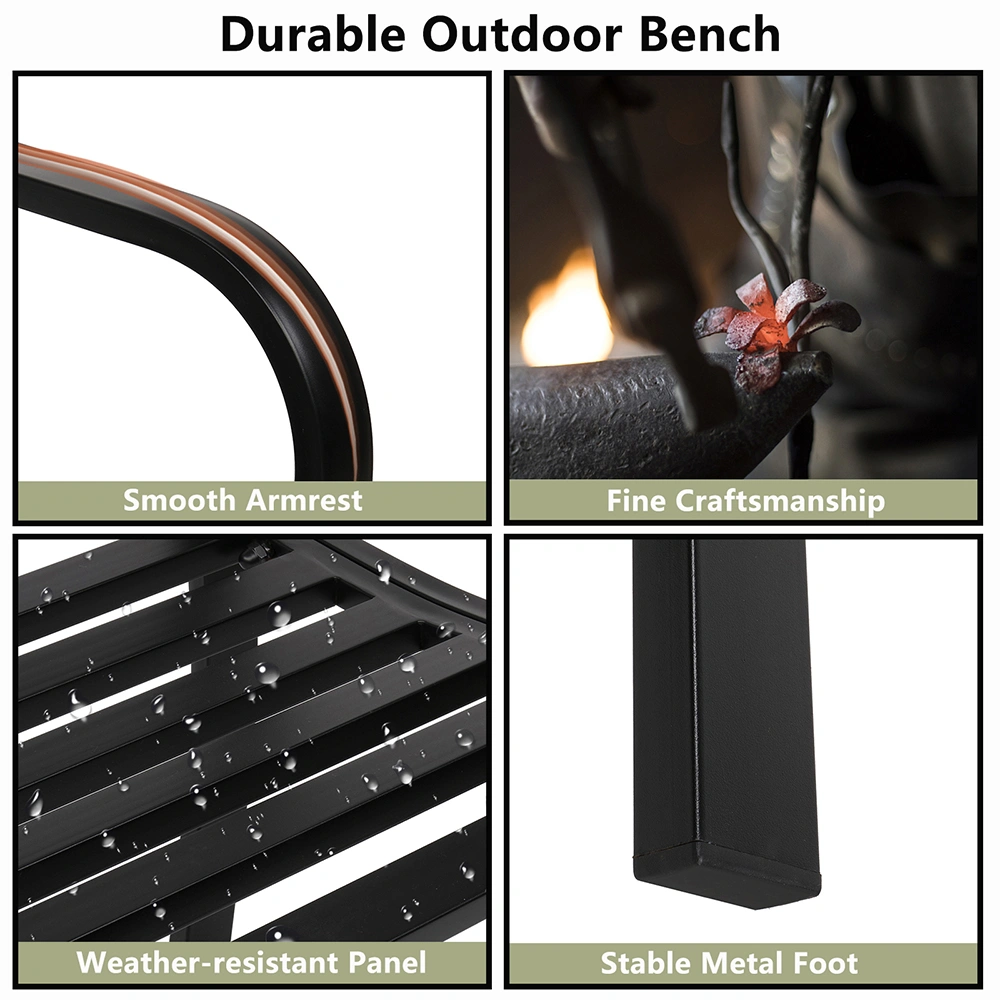 50" Outdoor Welcome Backrest Cast Iron Bench view 14