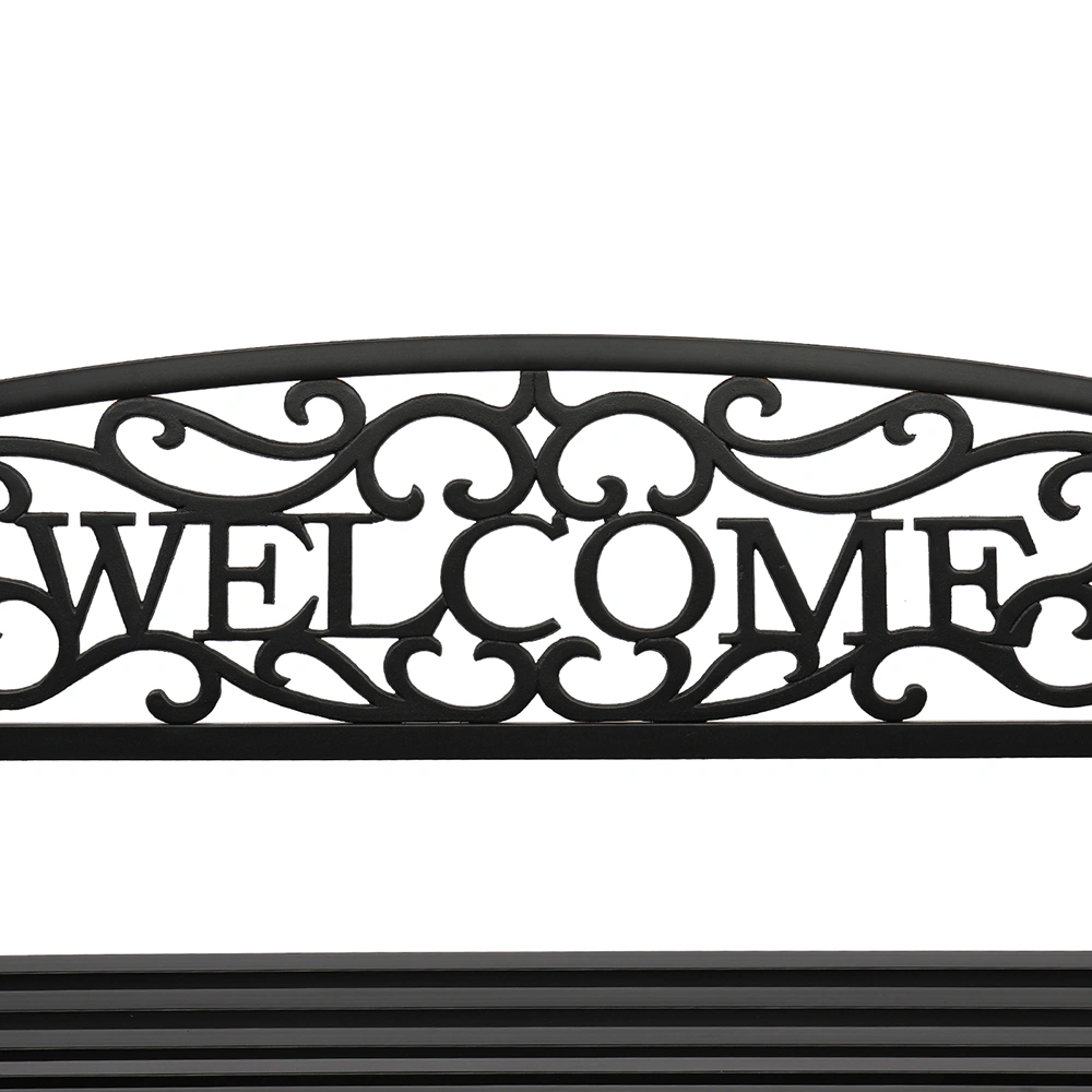 50" Outdoor Welcome Backrest Cast Iron Bench view 5