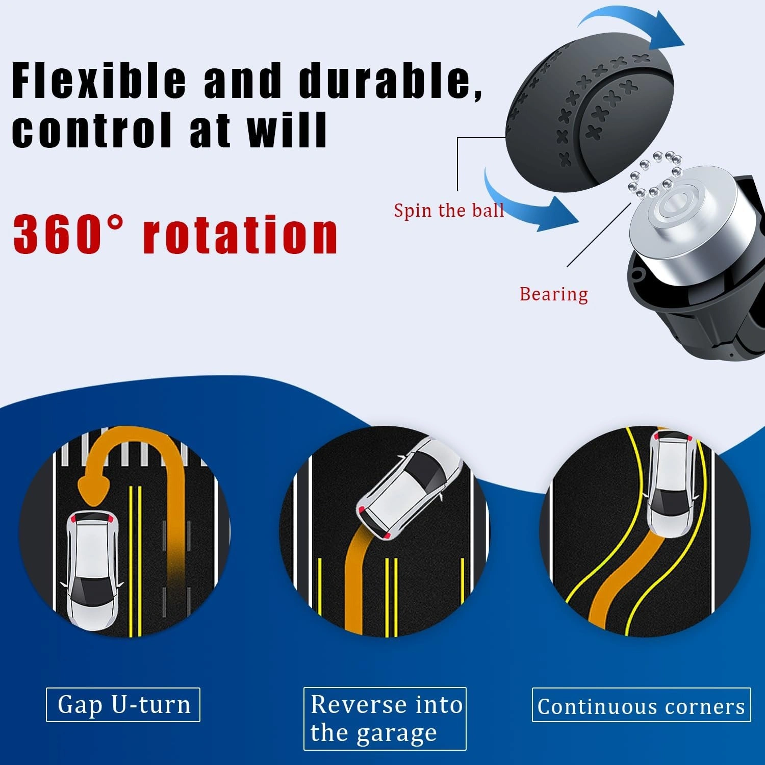 360° Steering Wheel Spinner Knob Non-Slip Silicone Steering Wheel Booster for Car Truck Boat Mower Tractor Forklift view 3