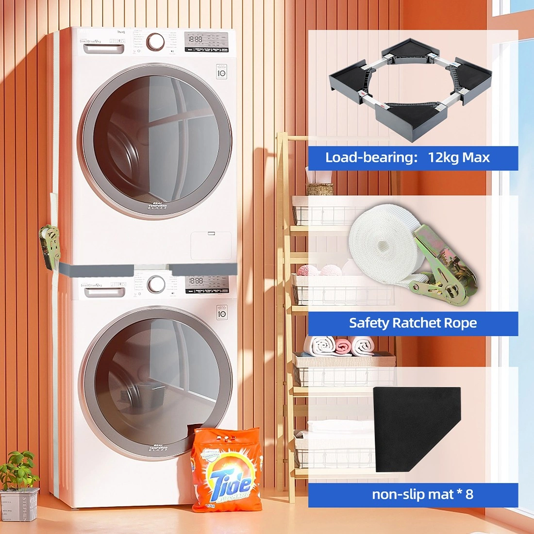 Universal Stacking Kit for Washer and Dryer - NEW Connection Frame, Fits Most Front Load Machines view 4
