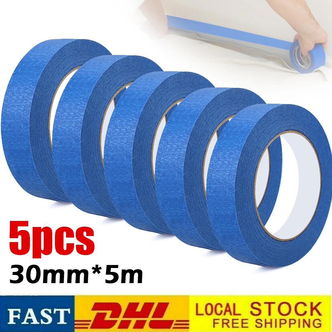 Blue Painter's Tape 1 Inch Crepe Masking Tape, Removable Painter Tape for Walls, Trim & DIY Painting Supplies view 2