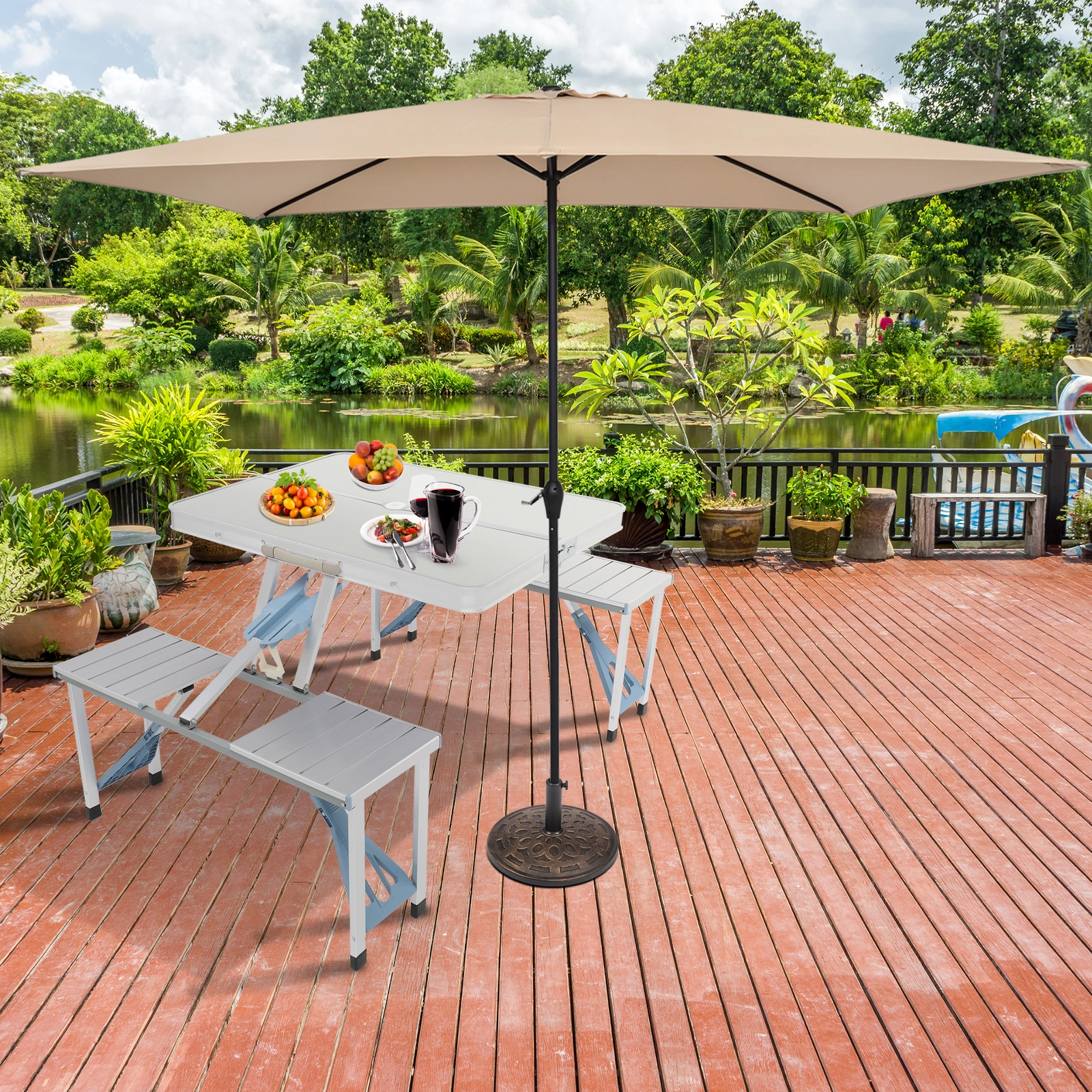 One Piece Folding Table and Chair Aluminum Alloy view 30