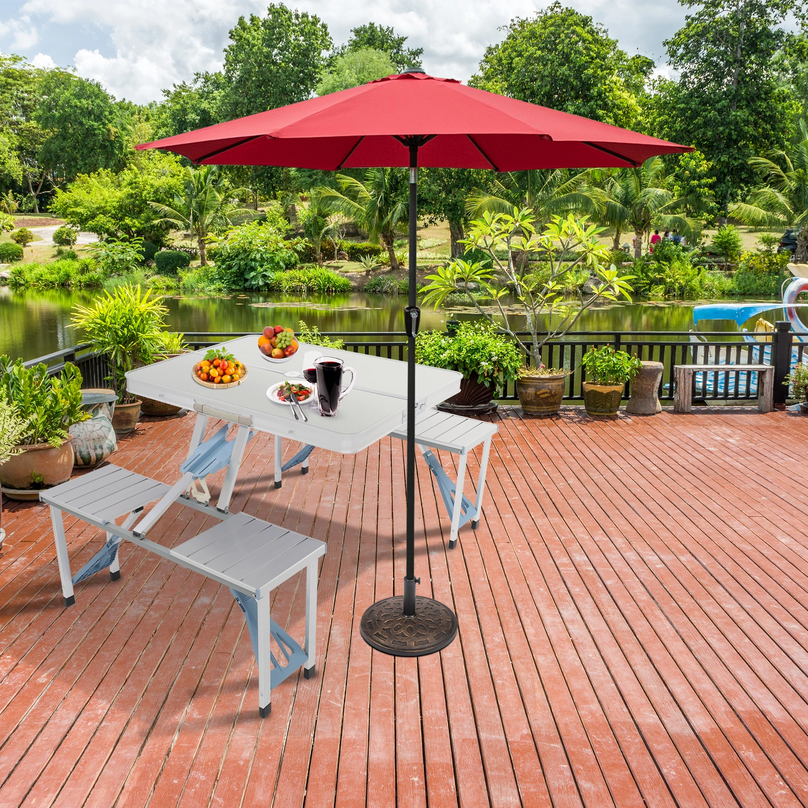 One Piece Folding Table and Chair Aluminum Alloy view 33