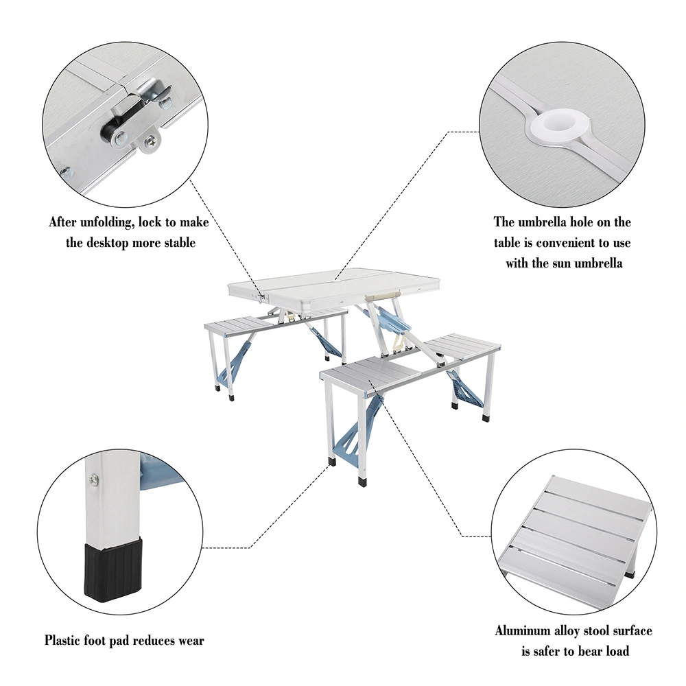 One Piece Folding Table and Chair Aluminum Alloy view 9