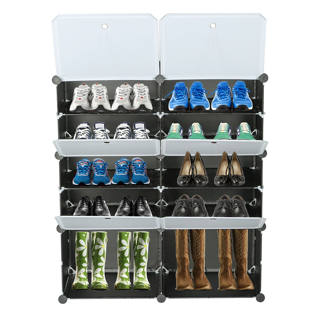 5-Tier Expandable Shoe Rack Organizer - Holds 20 Pairs, Portable Tower Shelf for Heels, Boots & Slippers, Black