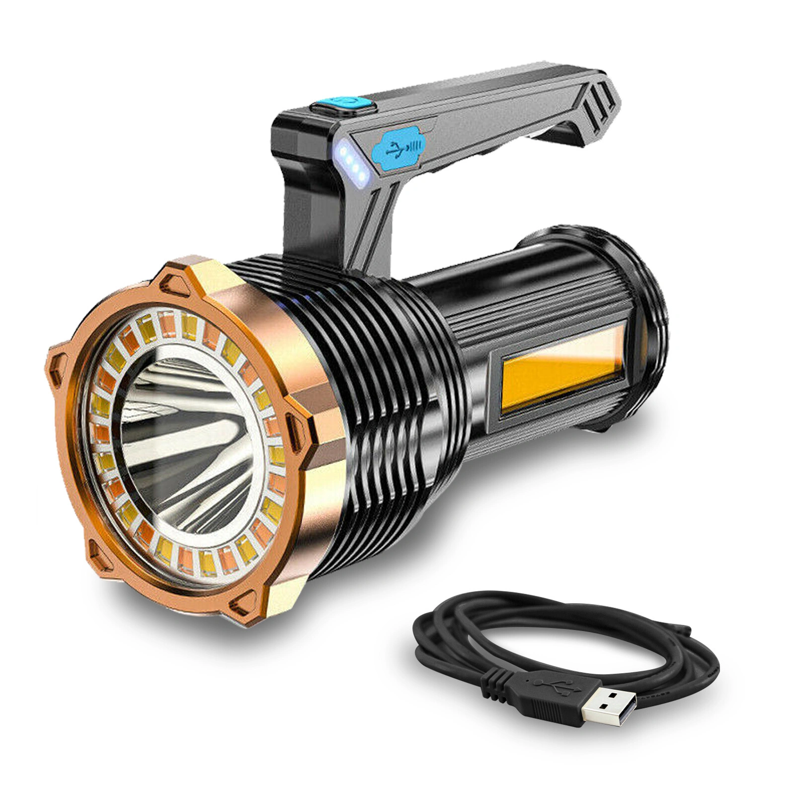 USB Rechargeable LED Flashlight 8 Modes Searchlight Work Light Torch Outdoor Camping view 4