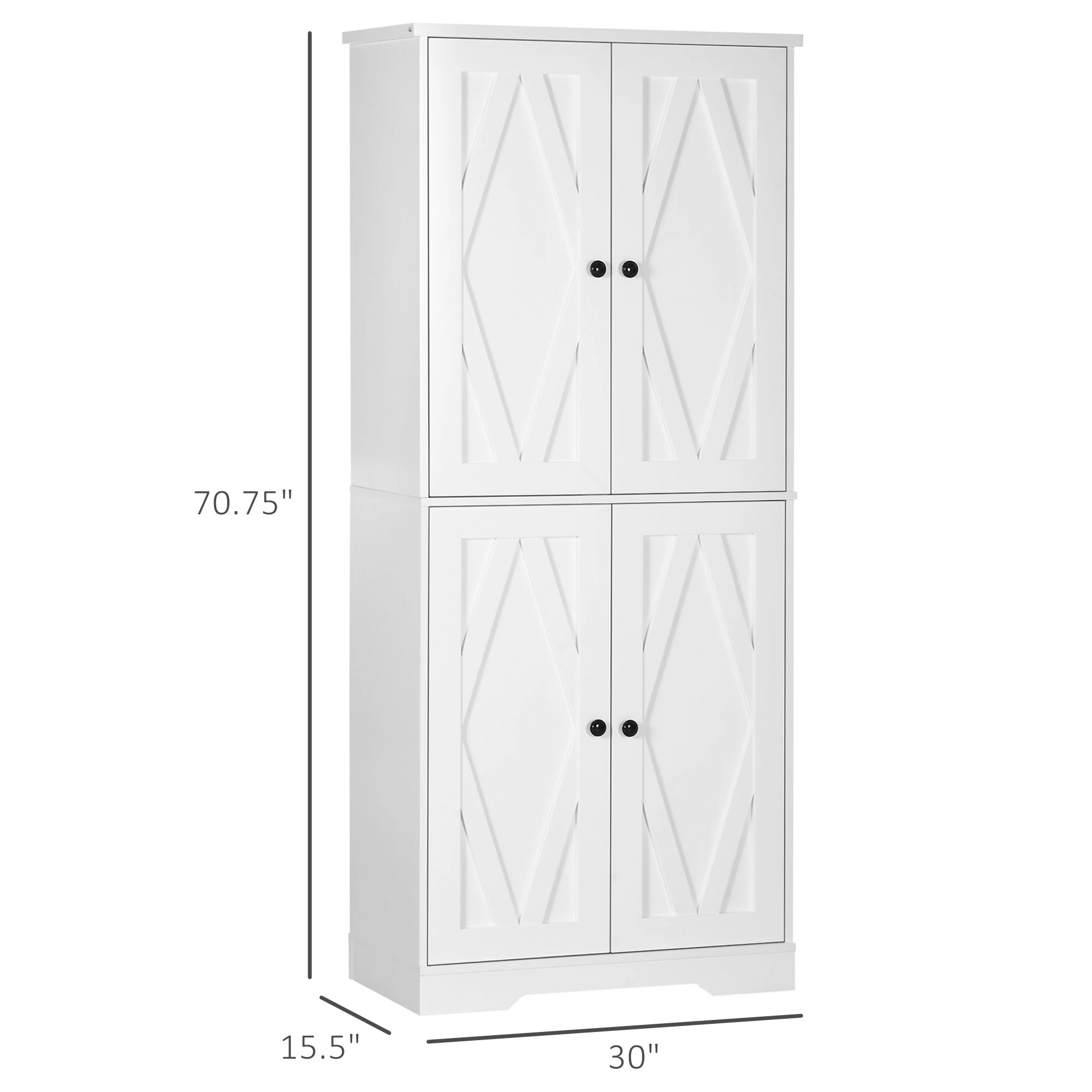 Kitchen Storage Cabinet - 4-Tier Freestanding Pantry Cupboard with Doors for Food view 2