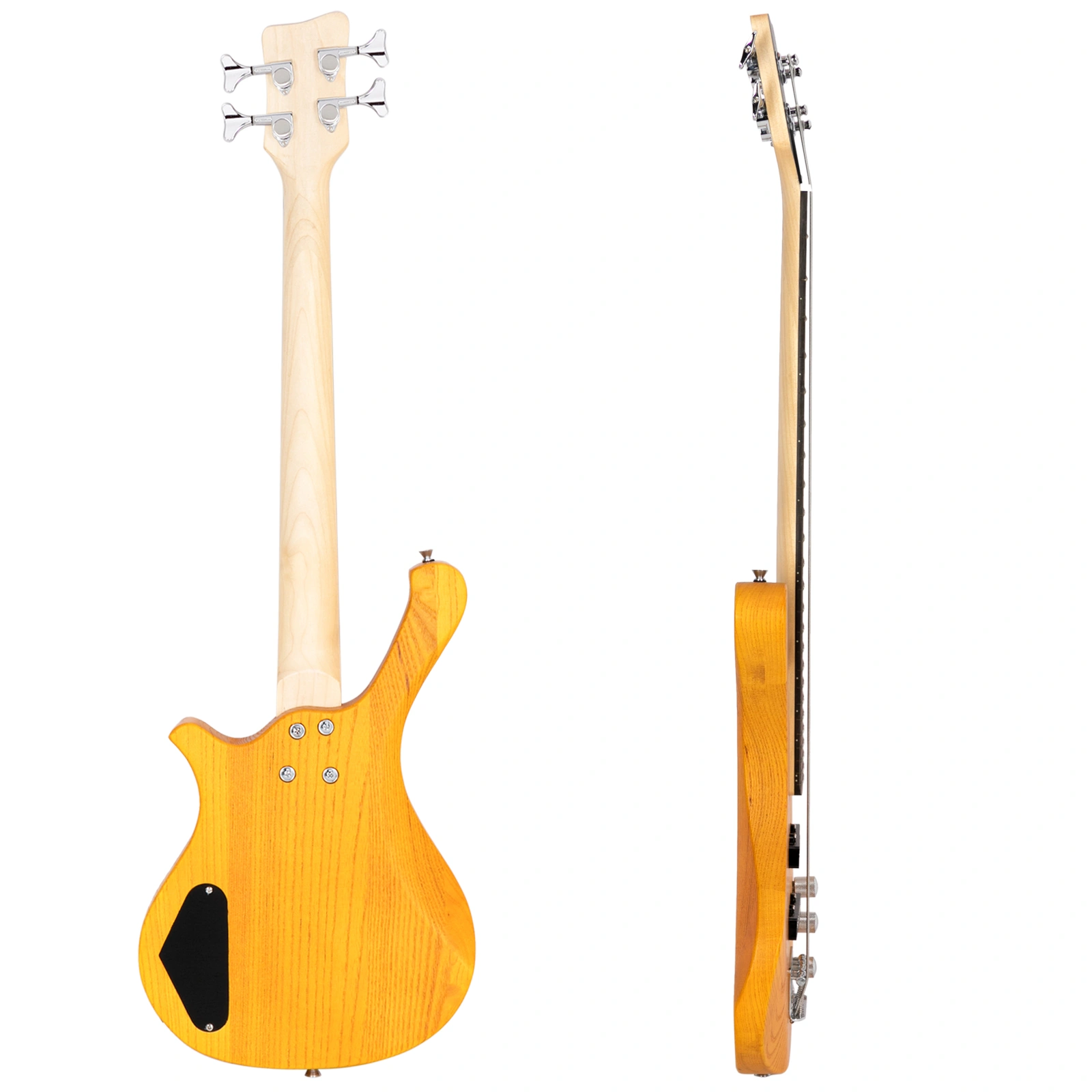 GW101 36in Small Scale Electric Bass Guitar Suit With Mahogany Body SS Pickups, Guitar Bag, Strap, Cable Transparent Yellow view 15