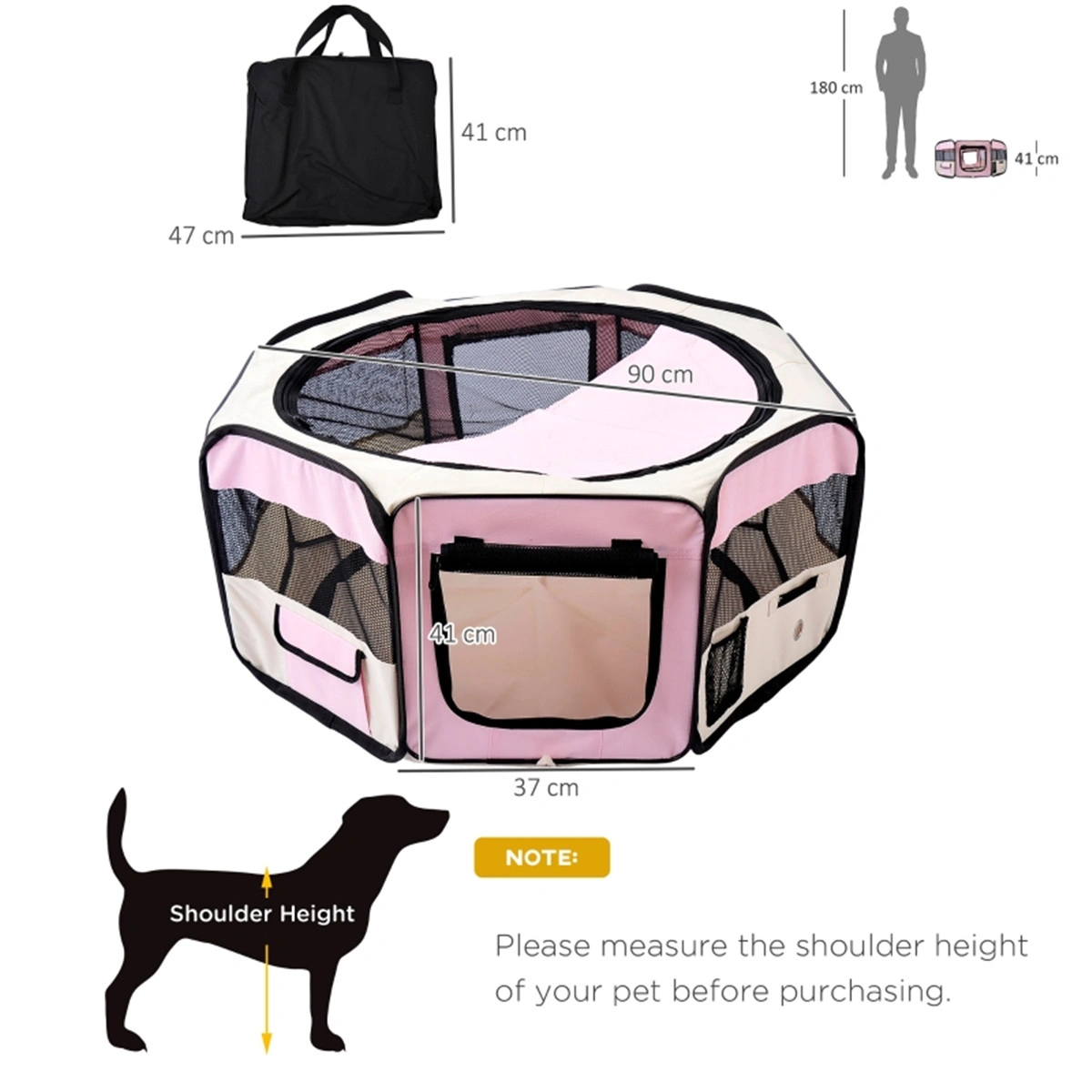 Soft Side Pet Carrier Bag for Small Dogs & Cats, Travel Airline Approved Collapsible Crates with Shoulder Strap, Mesh Windows, Black view 3