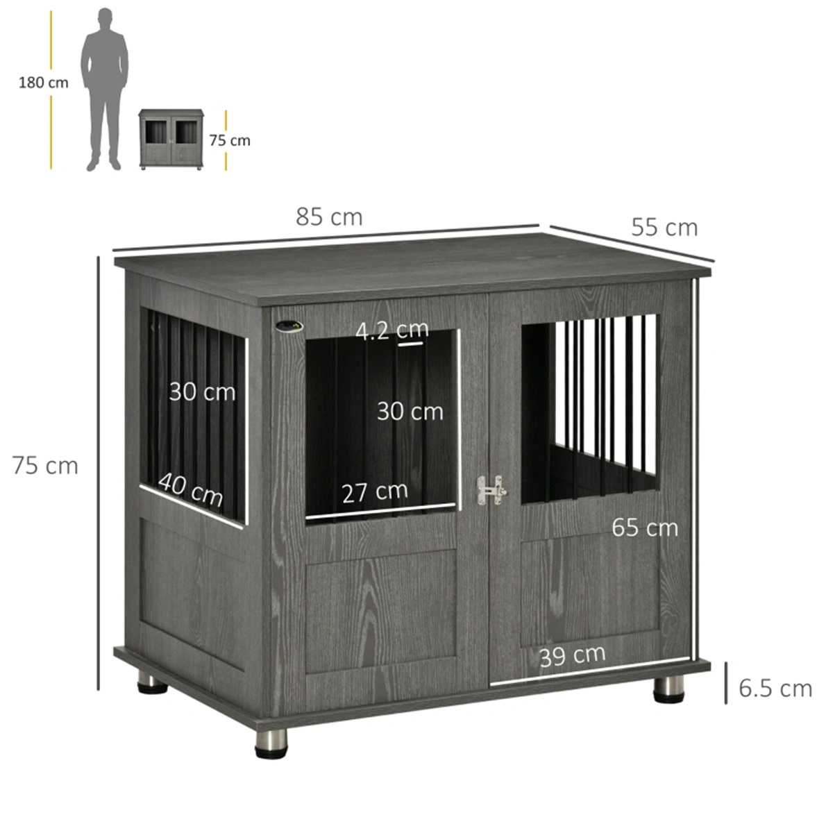 Medium Dog Crate, Folding Pet Kennel, Heavy Duty Metal Dog Crate with Dividers, Single/Double Door, Quiet Design view 2