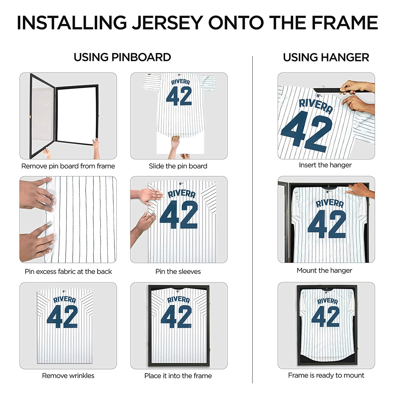 Shirt Display Frame With UV Resistant Acrylic and Hanger, Wall Mounted Baseball Basketball Football Hockey Shirt Display Frame Black view 7