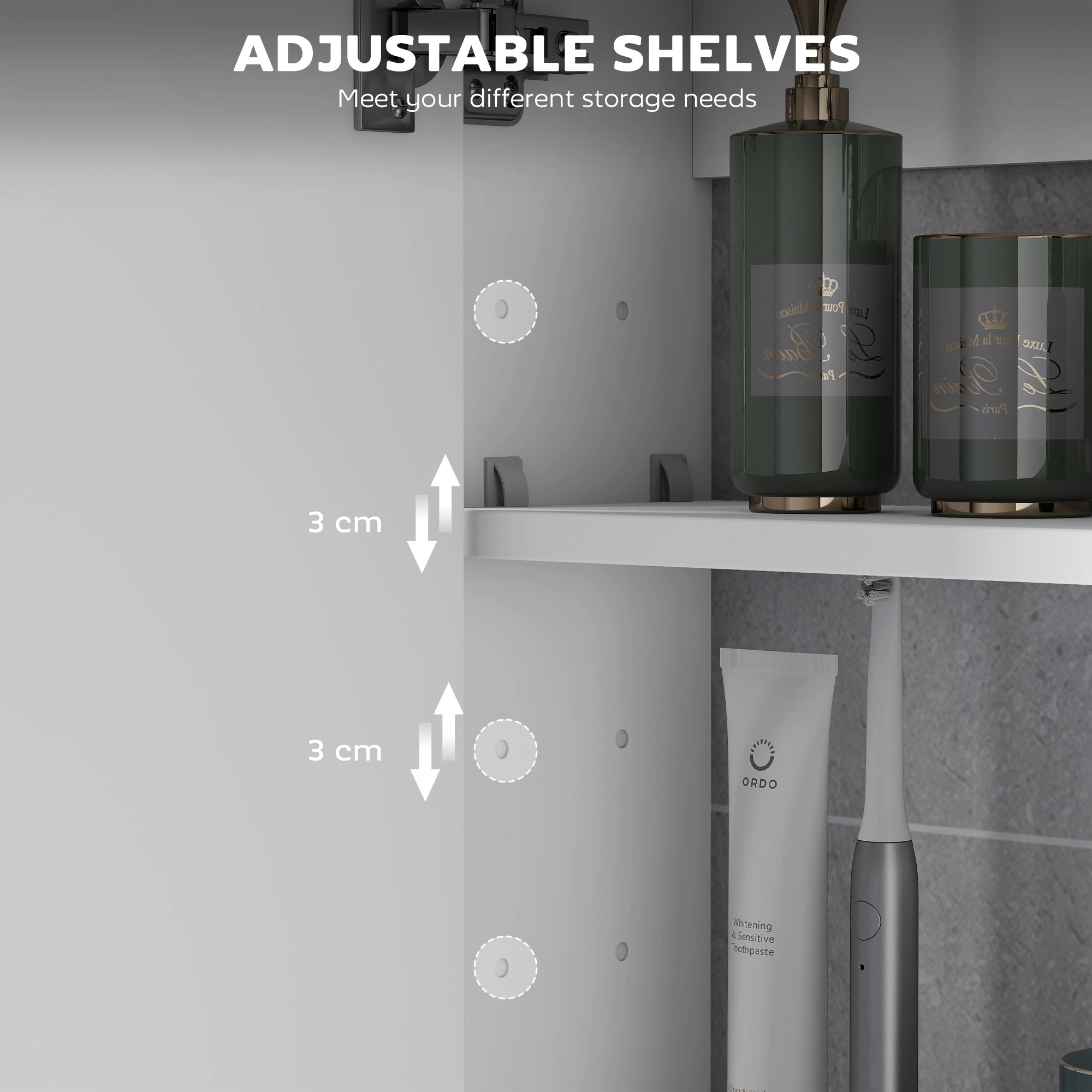 Vanity Bathroom Cabinet with Mirror, Wall Mounted Storage Organizer for Bathroom, Modern Design view 2