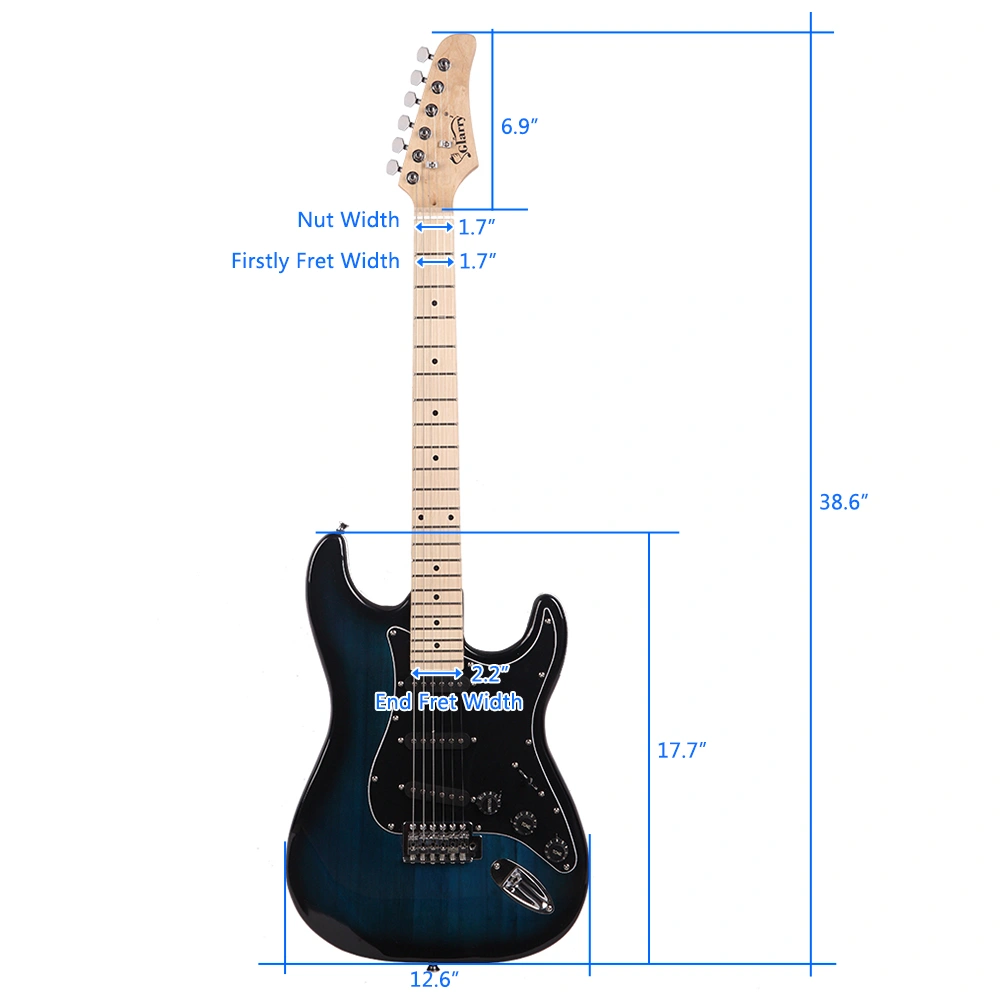 GST Stylish Electric Guitar Kit with Black Pickguard Dark Blue view 16