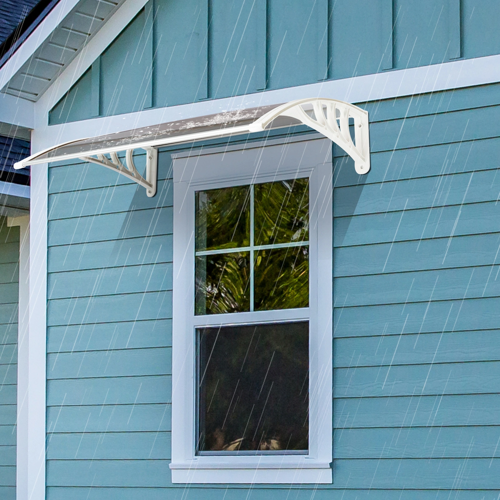 HT-100 x 80 Household Application Door & Window Rain Cover Eaves Brown Board & White Holder view 23