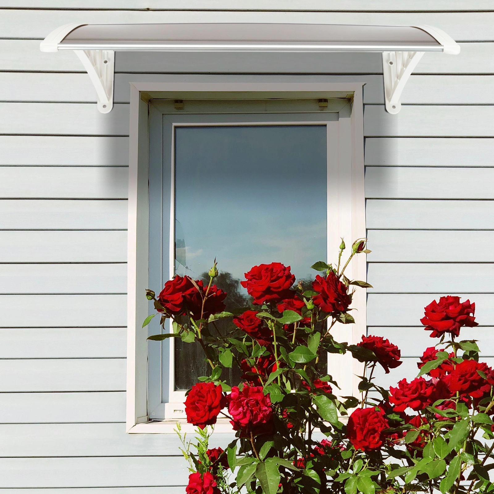 HT-100 x 80 Household Application Door & Window Rain Cover Eaves Brown Board & White Holder view 27
