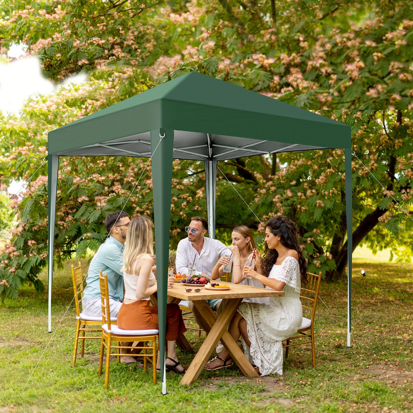 2x2m Green Waterproof Folding Tent, Right-Angle Portable Pop-up Shelter with 2 Doors & 2 Windows for Outdoor Camping view 5