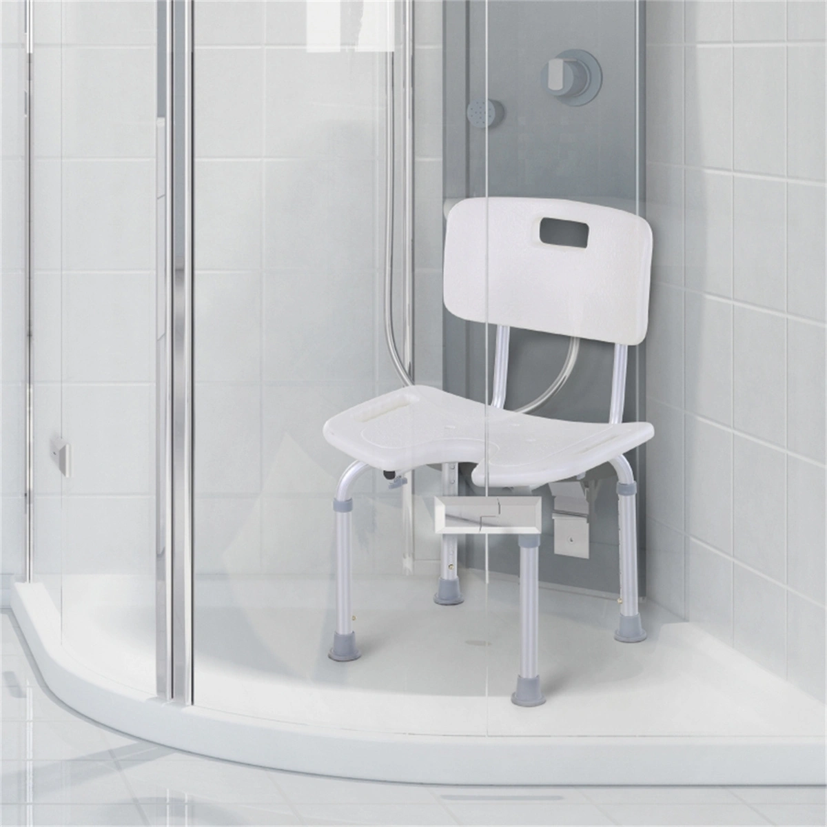 Bath Chair for Bathroom - Sturdy Shower Seat with Backrest, Non-Slip Rubber Feet, Easy Assembly, Supports Up to 300 lbs