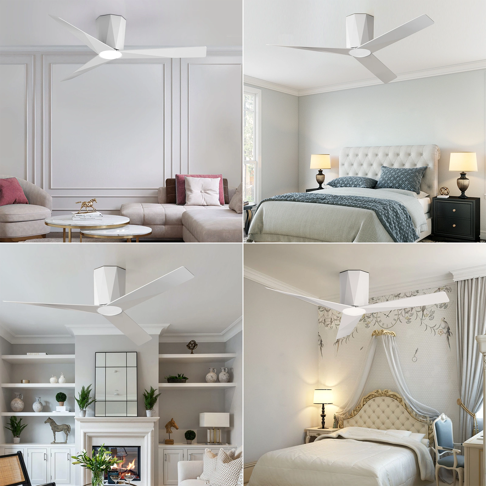 Ceiling Fans with Dimmable Led Lights, 52 Inch Flush Mount Ceiling Fan Remote Control, Quiet DC Reversible Motor for Summer Winter, Low Profile Modern ABS Blades Indoor Use, 3X-Z3[Unable ship on weekends, TK/TEMU only for pickup, only TX10643 warehou view 6