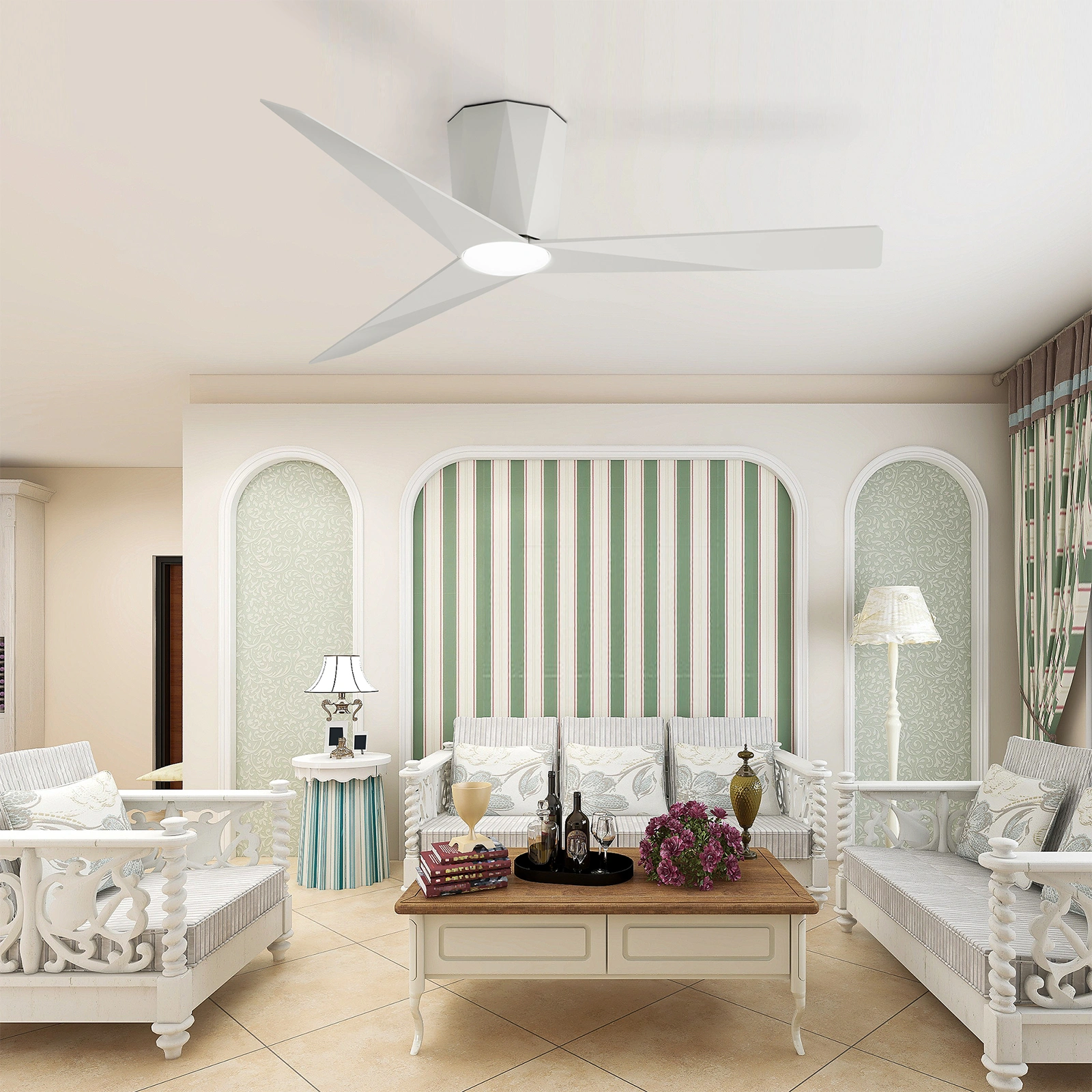 Ceiling Fans with Dimmable Led Lights, 52 Inch Flush Mount Ceiling Fan Remote Control, Quiet DC Reversible Motor for Summer Winter, Low Profile Modern ABS Blades Indoor Use, 3X-Z3[Unable ship on weekends, TK/TEMU only for pickup, only TX10643 warehou view 9