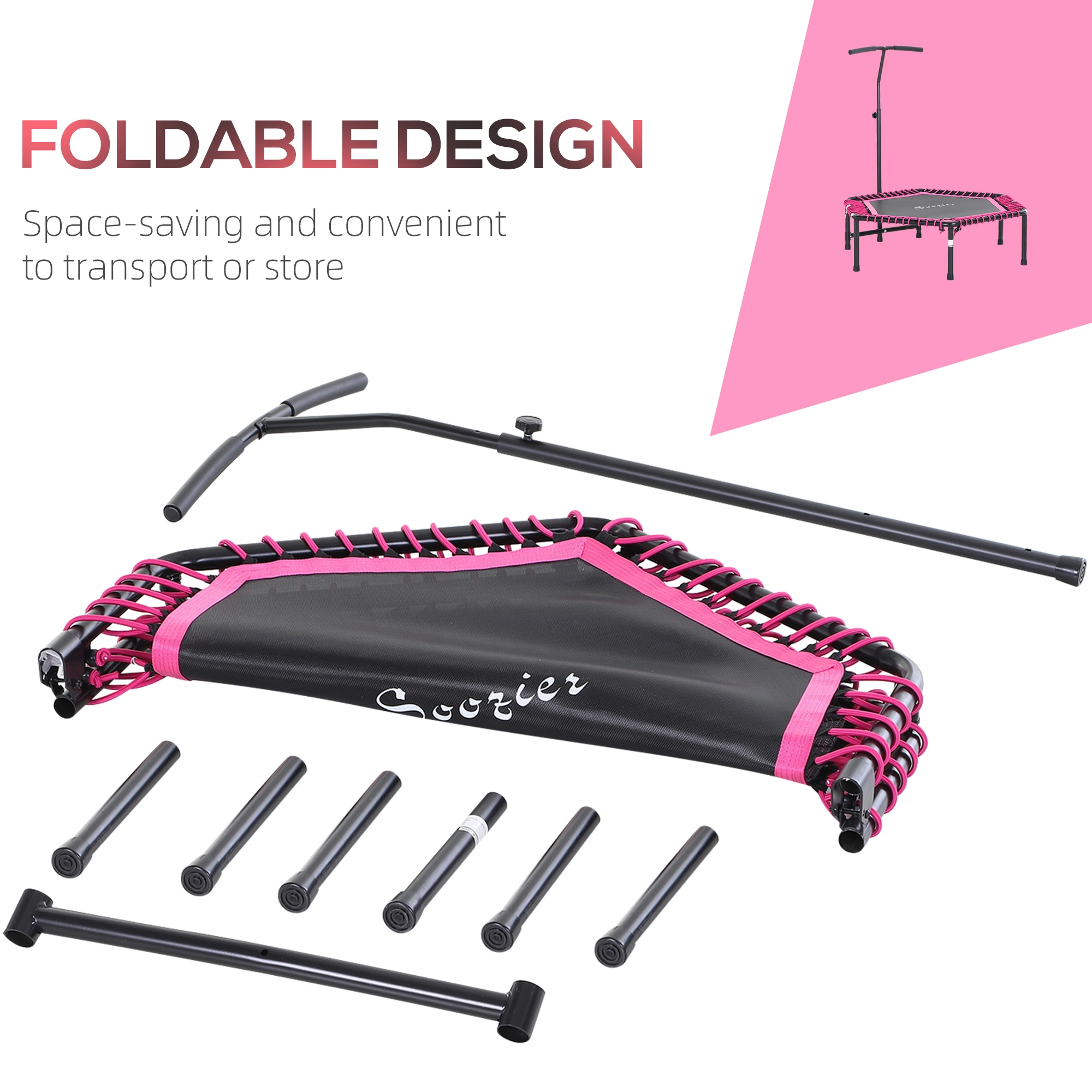Foldable Exercise Trampoline 400LB Capacity, 36" Bounce Fitness Rebounder Trampoline for Kids Adults Indoor Outdoor Workout view 3