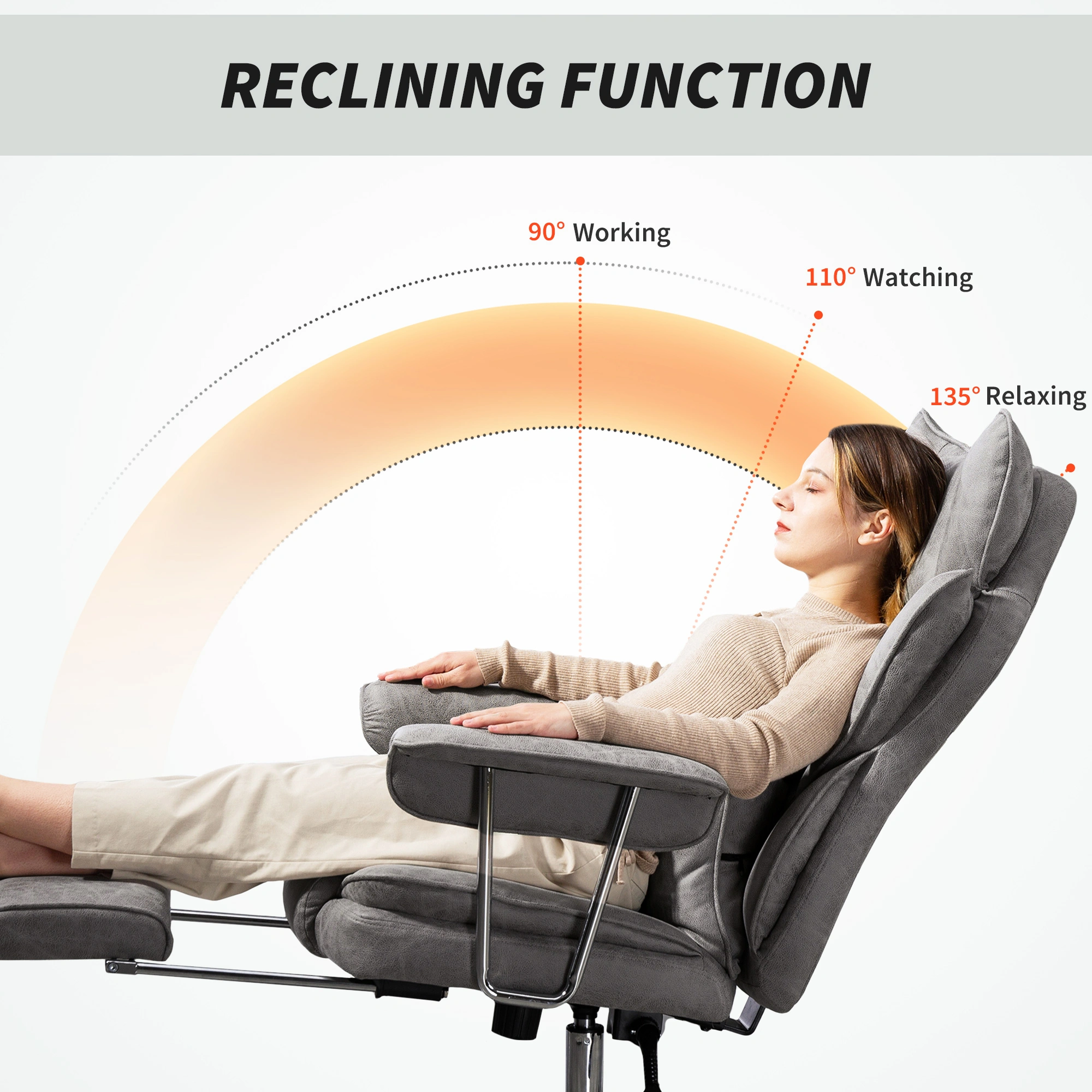 Ergonomic Computer Gaming Chair with Lumbar Support, High Back Reclining Office Chair for Home view 4