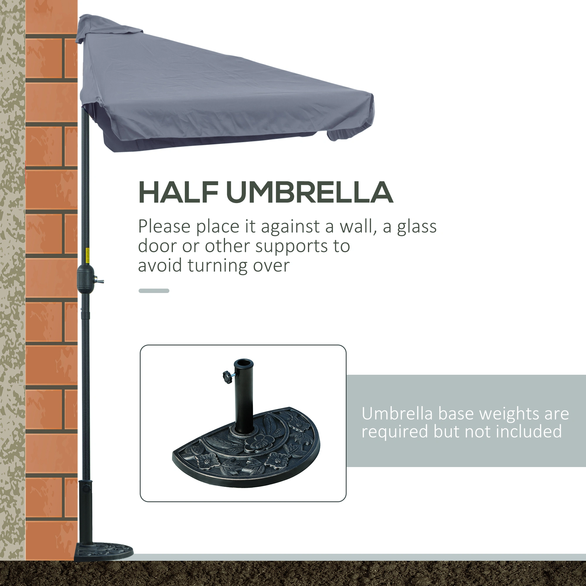 Heavy Duty Wall Mounted Umbrella Rack, Metal Coat Hook Stand for Umbrellas & Canes, Indoor Outdoor Doorway Organizer, Silver, 12 x 6 Inch view 3