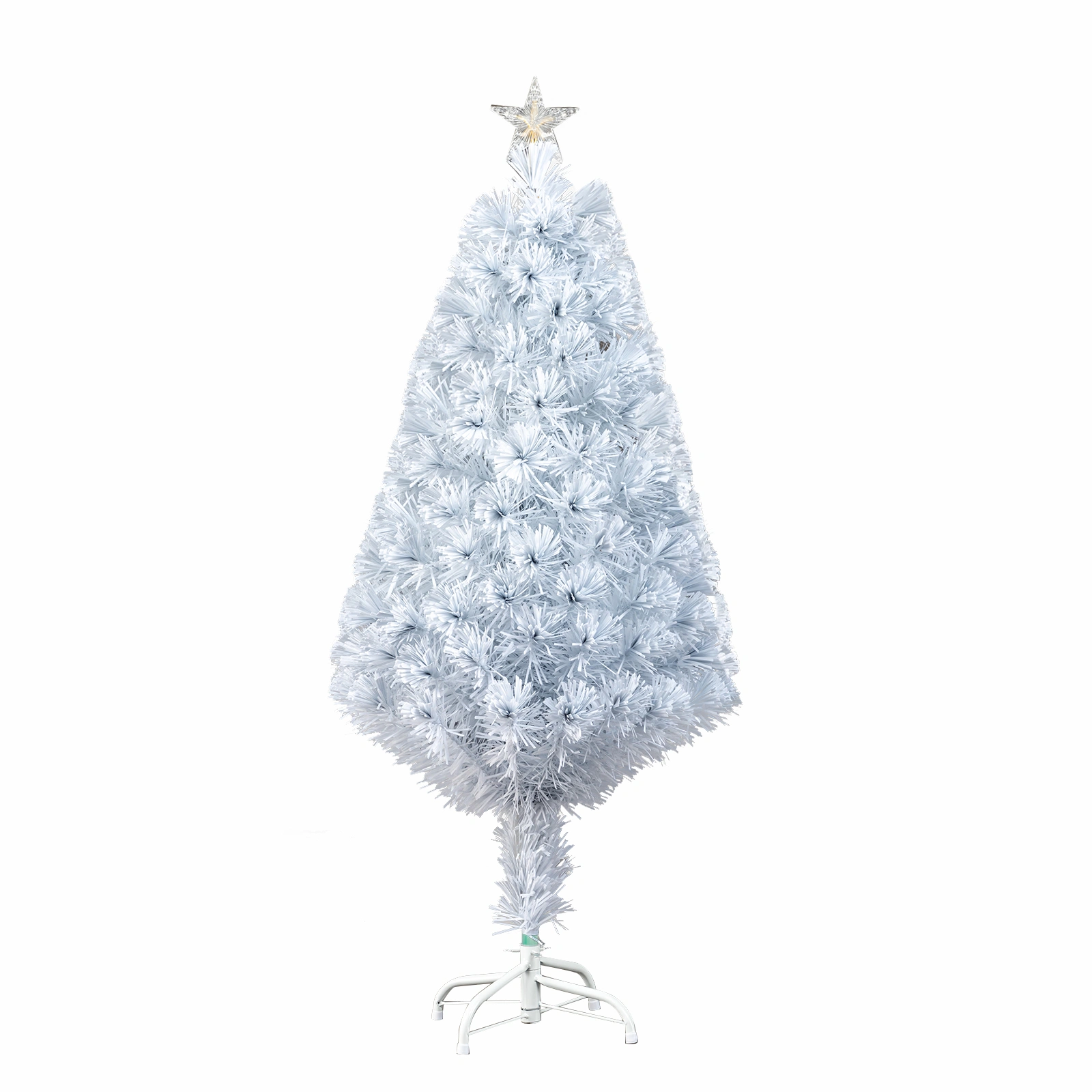4FT White Fiber Optic Christmas Tree, 120 Branches, PVC Branches with Iron Bracket, Indoor Holiday Decor view 3
