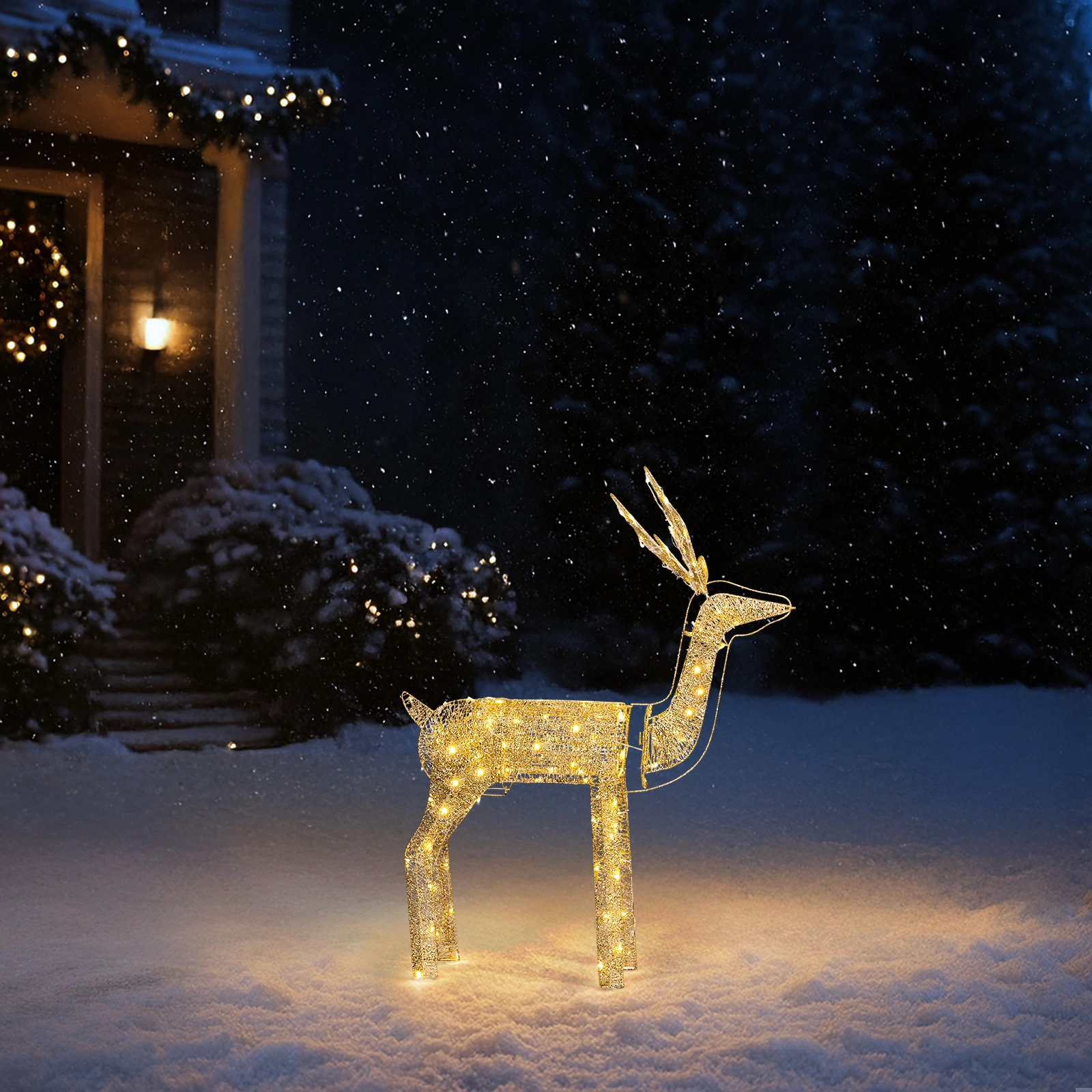 3.6FT Motorized Reindeer with Shaking Head, Outdoor Christmas Decorations with Motor & 120 Warm White LED Lights, for Xmas Outdoor Holiday Indoor Decor Lighted Holiday Displays view 10